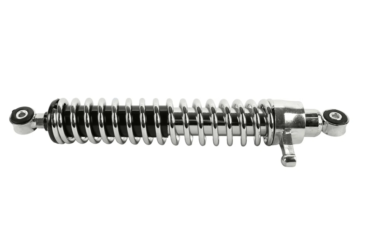 2 Stoßdämpfer, Federbeine 380mm, Tuning für Simson Enduro S51 S50 S70, verstellbar, Feder verchromt