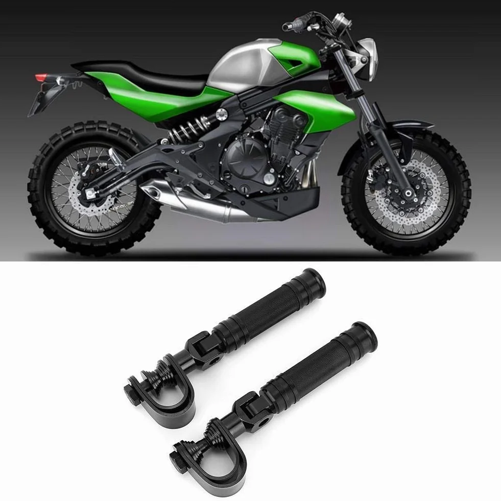 KSTE Motorrad Fußrasten, 25mm Universal Motorrad CNC Fußrasten 90-Grad Klappbare Pedalhalterung Zubehör für Motorräder