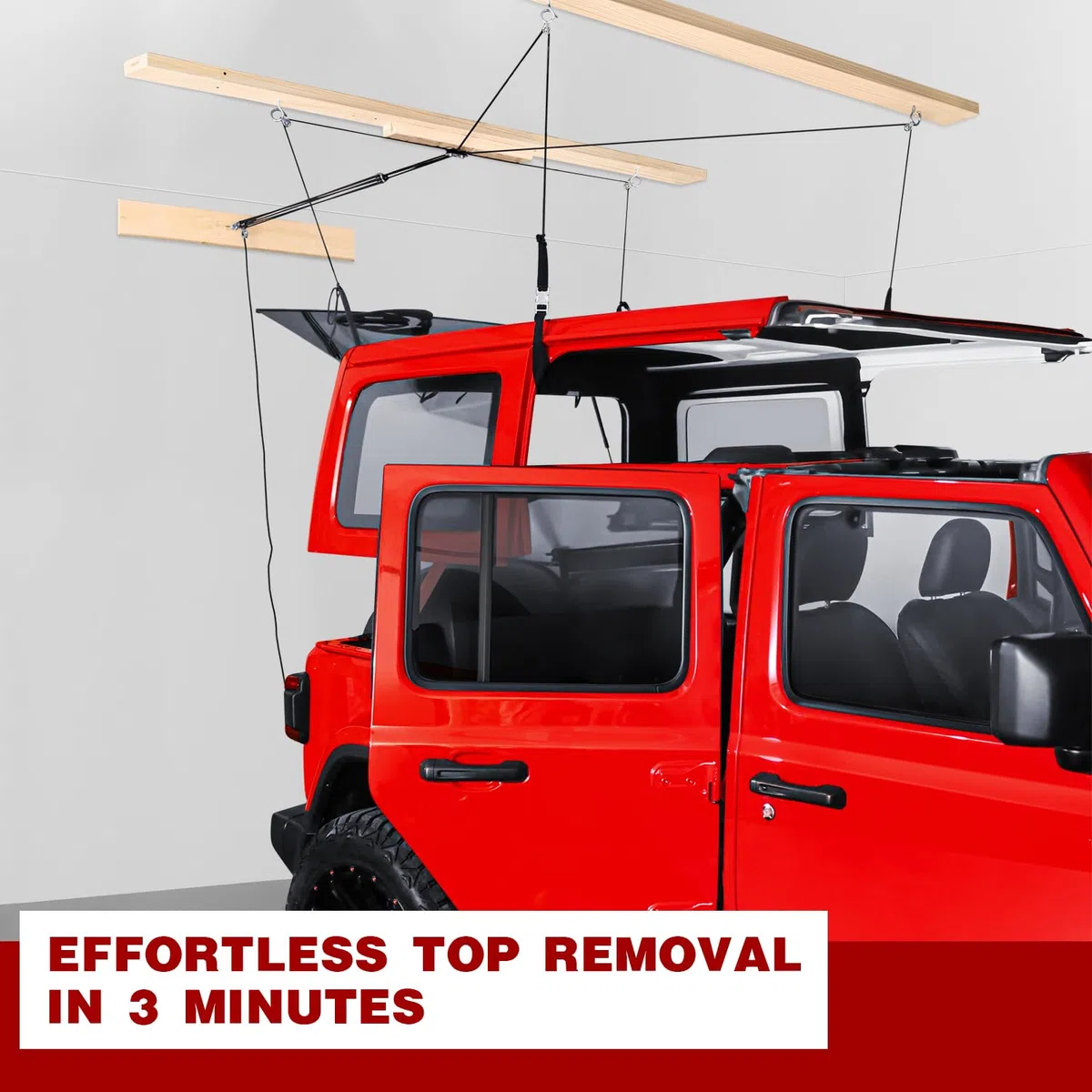 Hard Top Removal Lift für Jeep Wrangler, kompatibel mit allen Jeep Wrangler JK JL Modellen, einfache Ein-Personen-Bedienung, Dach Hardtop Hebezeug mit Anti-Drop-System, unterstützt 2,4–4,9 m Decke,