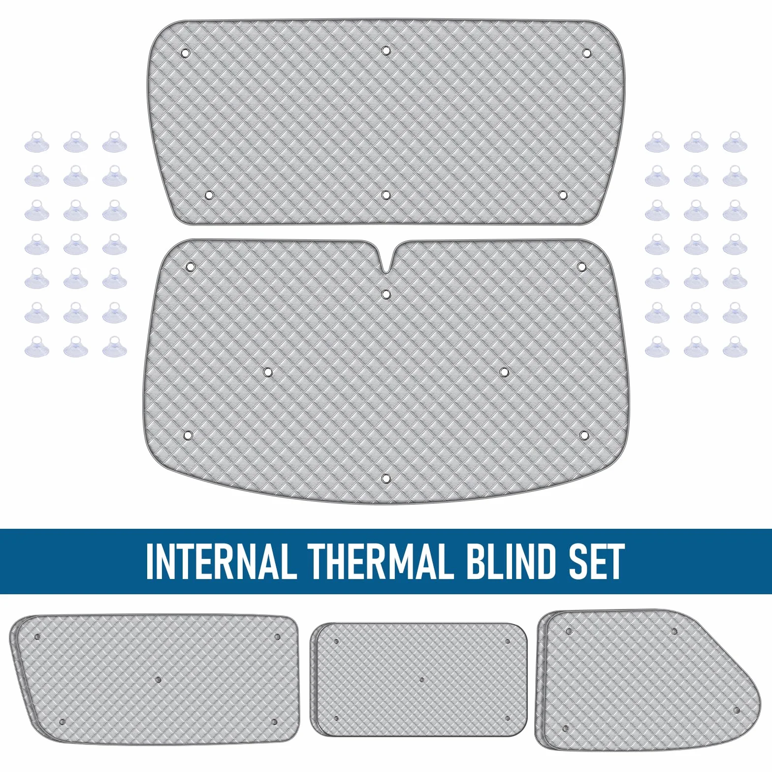 MaxAwe 8-teiliges internes Thermoschutzrollo-Set für VW T4 LWB, luxuriöses Sonnenschutz-Wrap-Abdeckungs-Kit, Windschutzscheiben-Frontabdeckung, sommerlicher UV-Sonnenschutz und Winterisolierung für VW