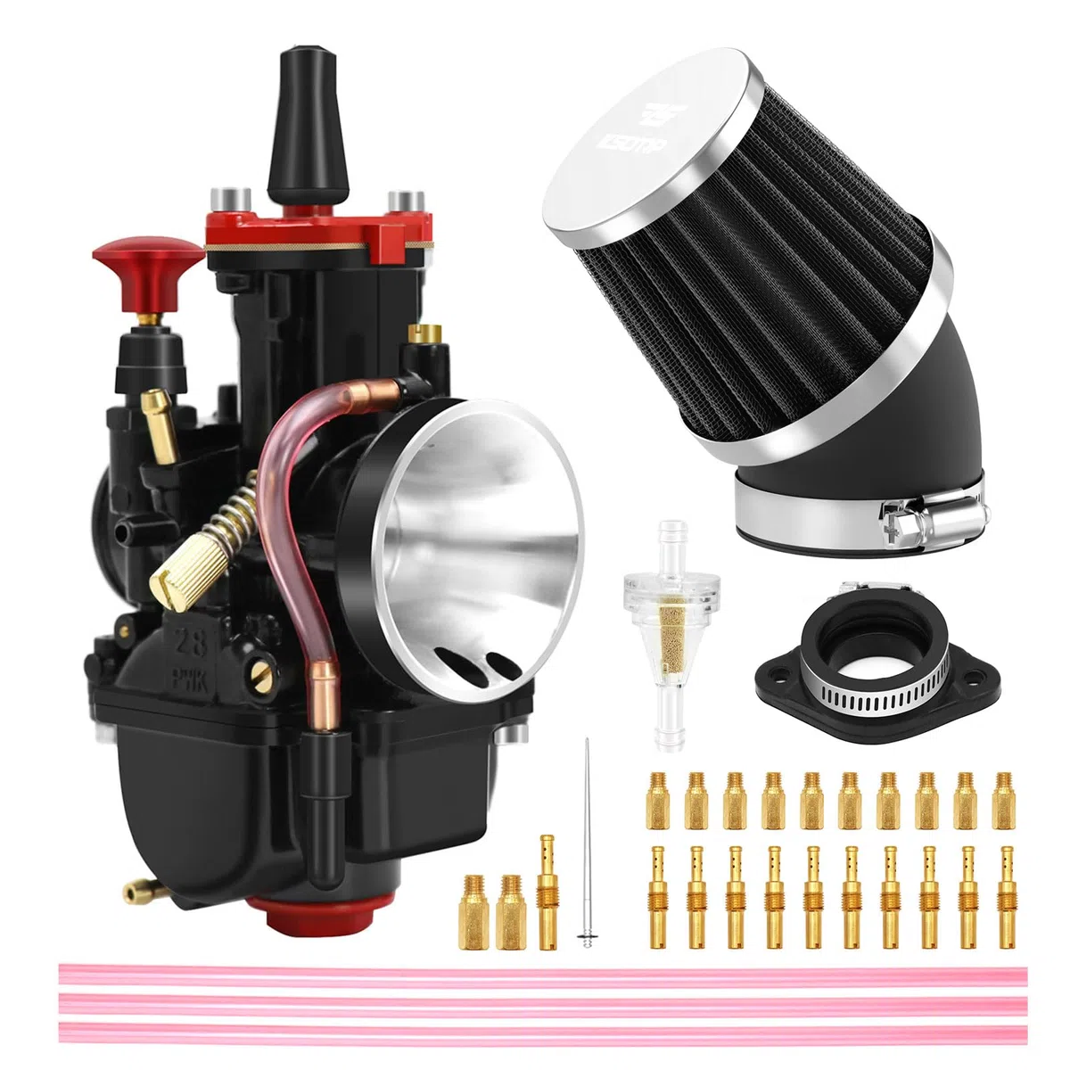 PWK 30 mm Vergaser Racing Carb Kits mit Luftfilter, 10 Stück Hauptdüsen, 10 Stück langsame Pilotdüsen, universell für 2T 4T Motor, Dirt Bike, Motocross, Motorrad, Roller, ATV, Quad, Go-Kart (30 mm)