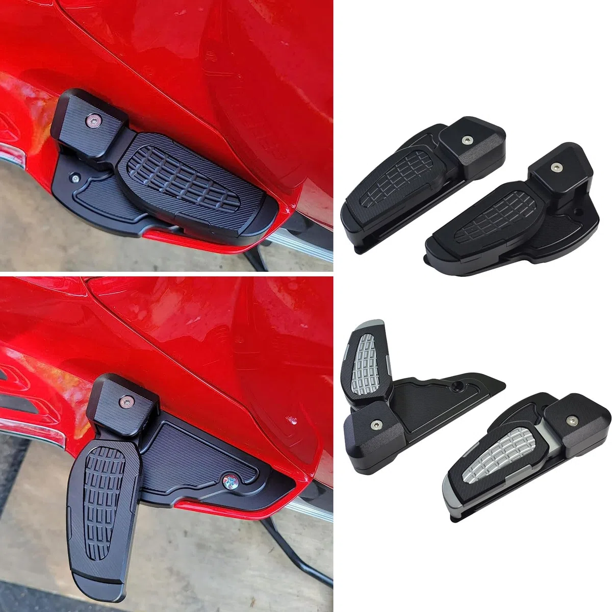 Klappbares hinteres Fußstützenpedal, hinteres Fußstützenpedal, Fußrastenverlängerung, Ersatz für Ve&spa Primavera 125/150 Sprint 125/150 Zubehör 2017 2018 2019 2020 2021 2022 (Schwarz)