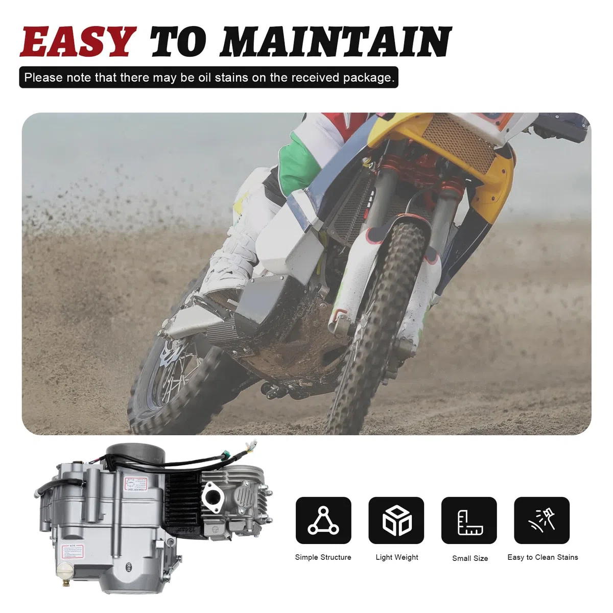 125ccm Motor 4 Takt Motor 4-Gang Handkupplung Motor Pitbike Motor CDI Einzylinder 125cc Motor Dirt Bike Engine Kickstarter 125ccm Motor 9.0:1 Verdichtungsverhältnis & PZ16J Vergaser