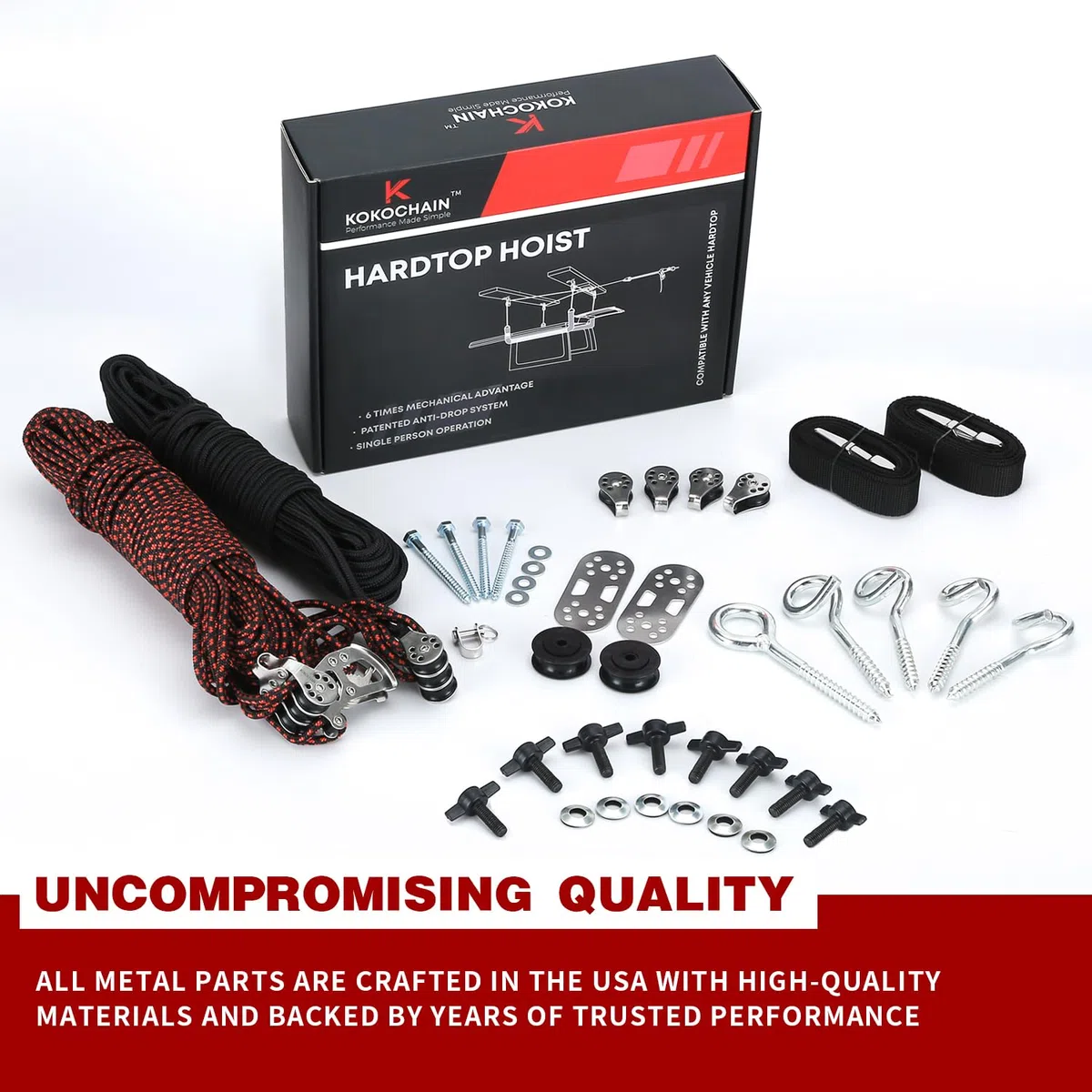 Hard Top Removal Lift für Jeep Wrangler, kompatibel mit allen Jeep Wrangler JK JL Modellen, einfache Ein-Personen-Bedienung, Dach Hardtop Hebezeug mit Anti-Drop-System, unterstützt 2,4–4,9 m Decke,