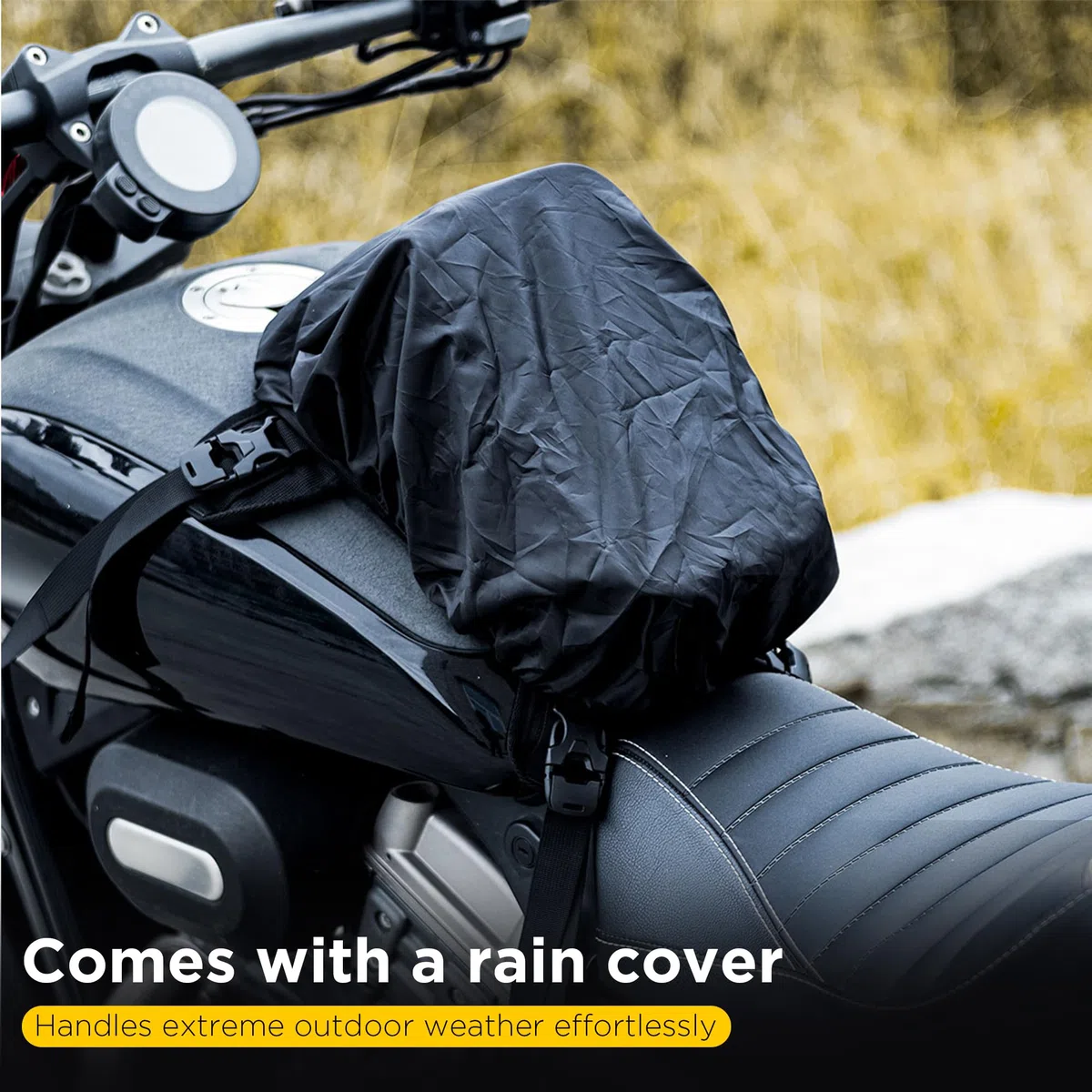 Motorrad Tankrucksack 5L Motorrad Tanktasche mit Regenschutz Großvolumig Outdoor Zubehör Motorradtasche mit Tragegriff(Schwarz)