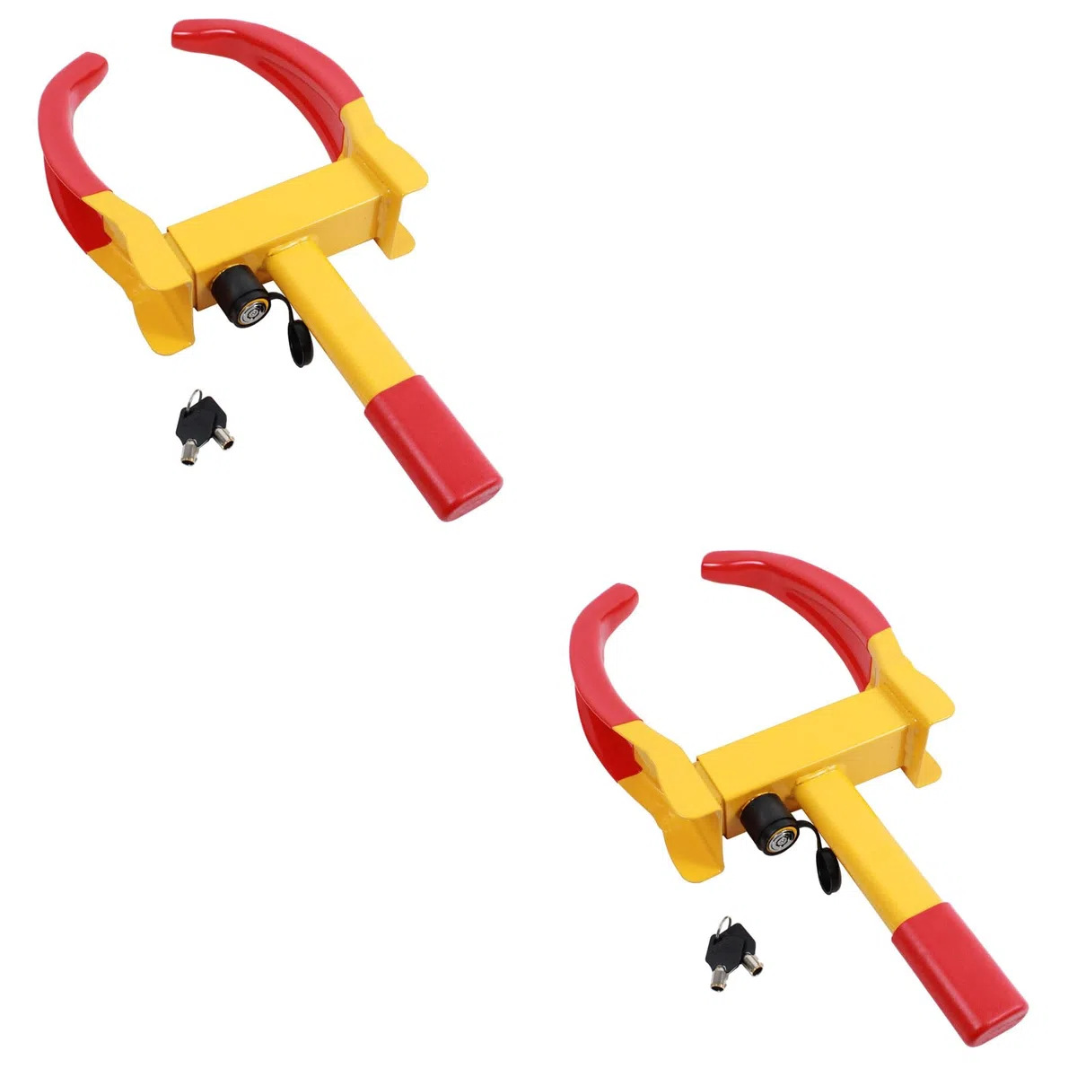 2er Set Universal Radkralle Reifenkralle Parkkralle mit Sicherheitsschloss 17-27,5 cm Diebstahlsicherung Wegfahrsperre für PKW mit 2 Schlüsseln Wohnwagen Anhänger