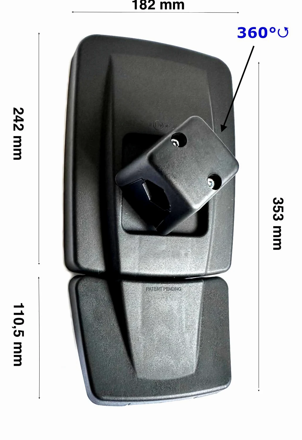 Außenspiegel 353x182 mm Seitenspiegel ø15-32mm für Deutz Fahr, Same, Lamborghini, Hürlimann | Beheizt 12V oder Unbeheizt | Doppelt Spiegel Totwinkel | E20 (1, Nicht beheizt)
