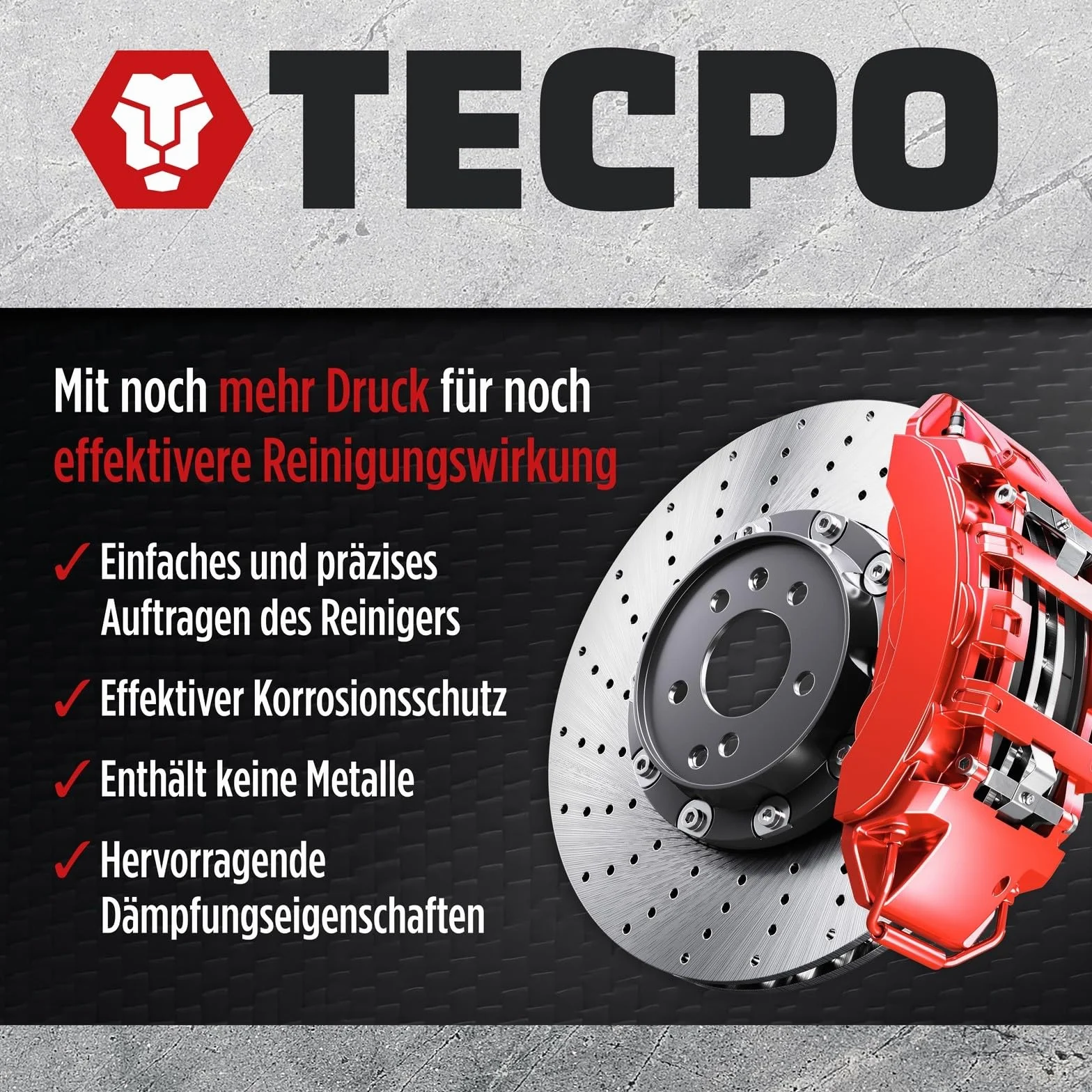 TECPO Bremsenreiniger 12x 500ml Universal Teilereiniger 360° Ventil Power Brake Cleaner Acetonfrei Reiniger Entfetter Korrosionsschutz