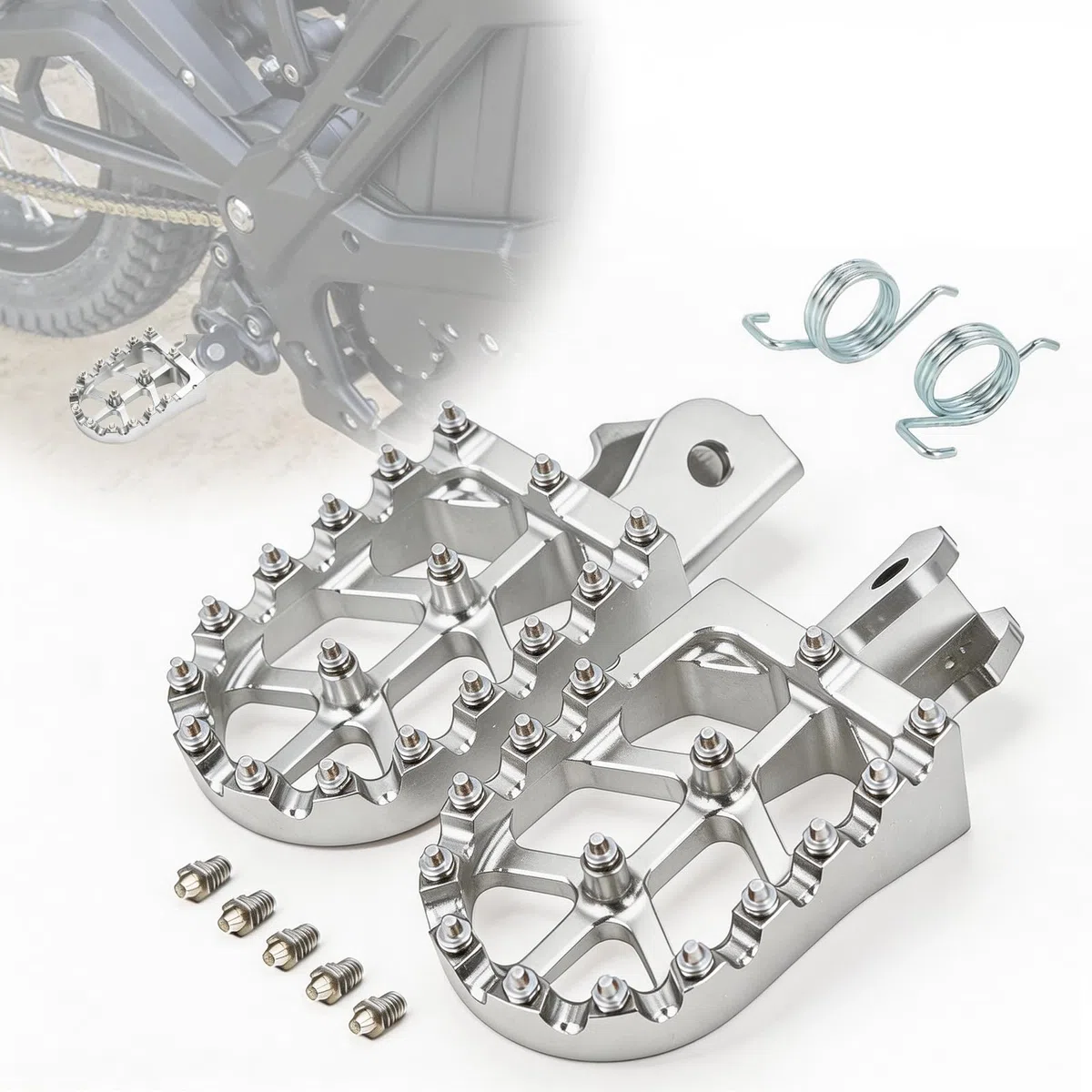 Motorrad Fußrasten CNC-Aluminium für eRide Pro SS 3.0 2.0 Silber | Anti-Rutsch-Zacken,Für Eride Pro SS 3.0 2.0 Elektrisches Dirt Bike,CNC Aluminium,Breitere Plattform,Leicht,Einfache Montage