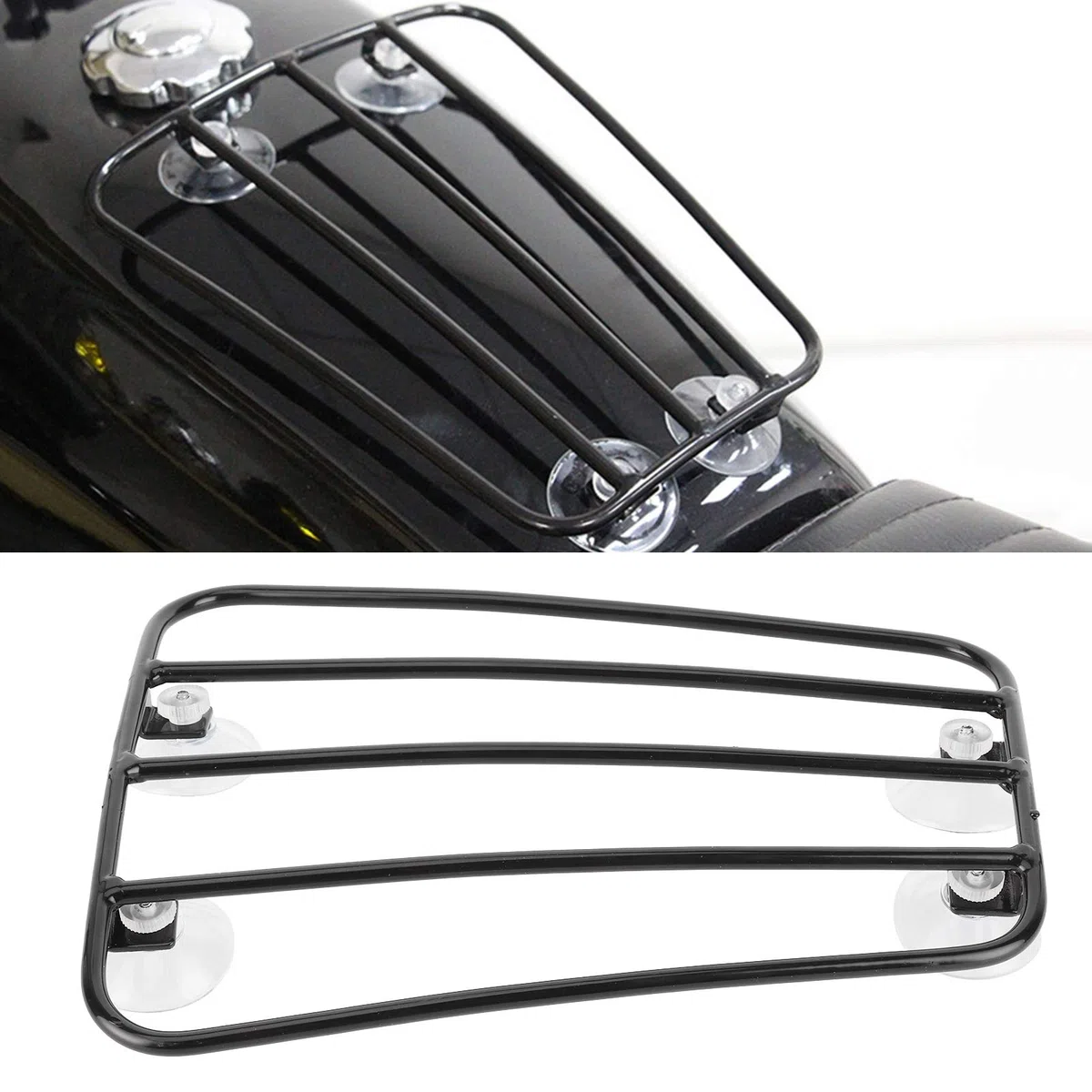 Motorrad Gepäckträger vorne, Motorrad Kraftstofftank Gepäckträger Gepäckträger Universal Retro Style Gepäckträgerhalterung(A (schwarz))