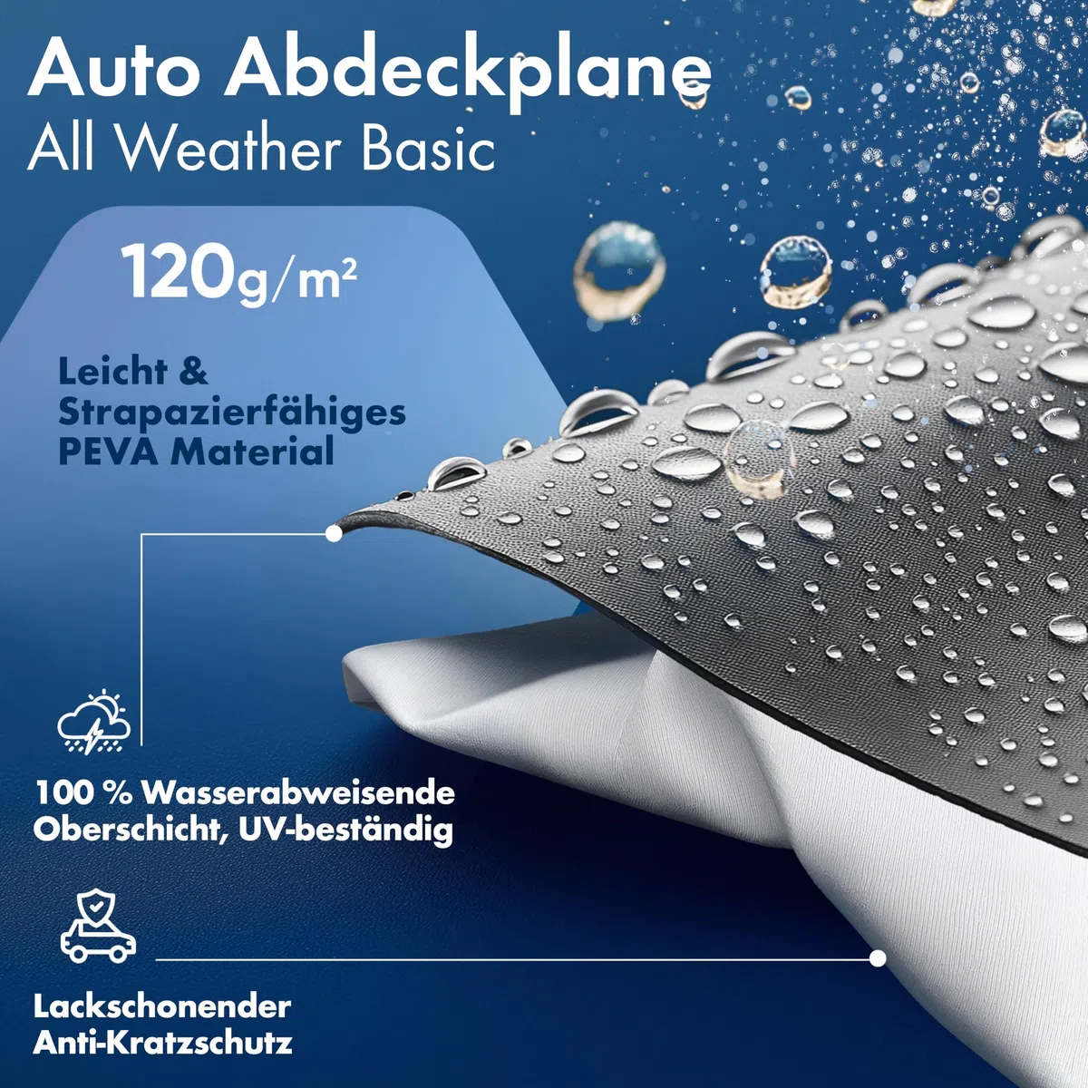 Walser Abdeckplane Auto All Weather, Abdeckung wasserdicht, 100% wetterfeste PKW Garage Zelt Sommer/Winter, Autoabdeckung Outdoor, Schutzdecke wasserdicht, Autoplane Vollgarage Größe 6 Kombi Silber