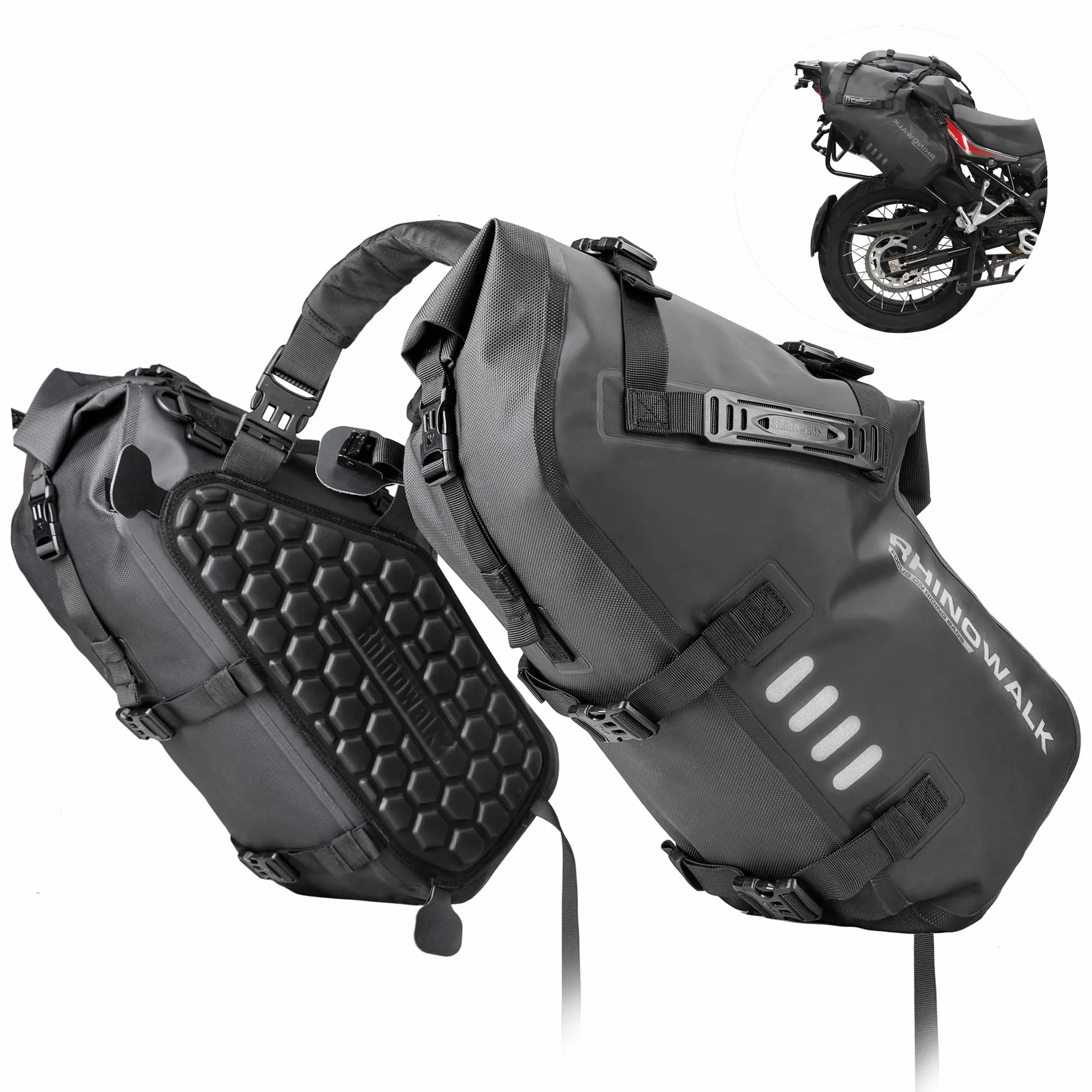 Rhinowalk Motorrad Satteltasche 28L Wasserdicht Seitentasche Gepäcktasche
