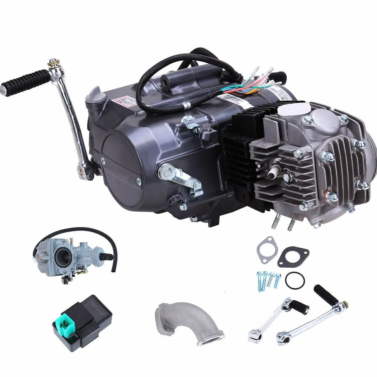 125CC Motor, 4-Takt Takt Motor 4-Gang Dirtbike Pitbike Cross Kick Start Einzylinder Engine mit Pedalstart und handbetätigter Kupplung, CDI Motor Engine für Dirt Bike Pit Bike Motor Engine