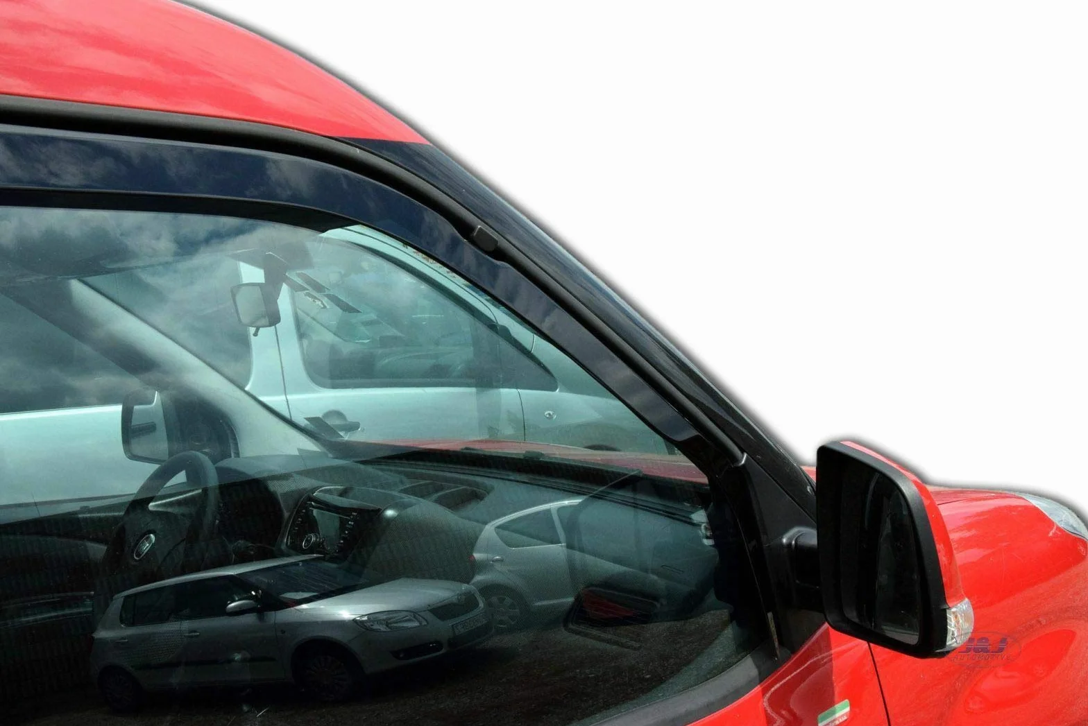 J&J AUTOMOTIVE Windabweiser passend für FIAT Doblo 2 5-Türer 2010-2022 4tlg, Heko Regenabweiser Vorne Hinten Getönt Dunkel Passform