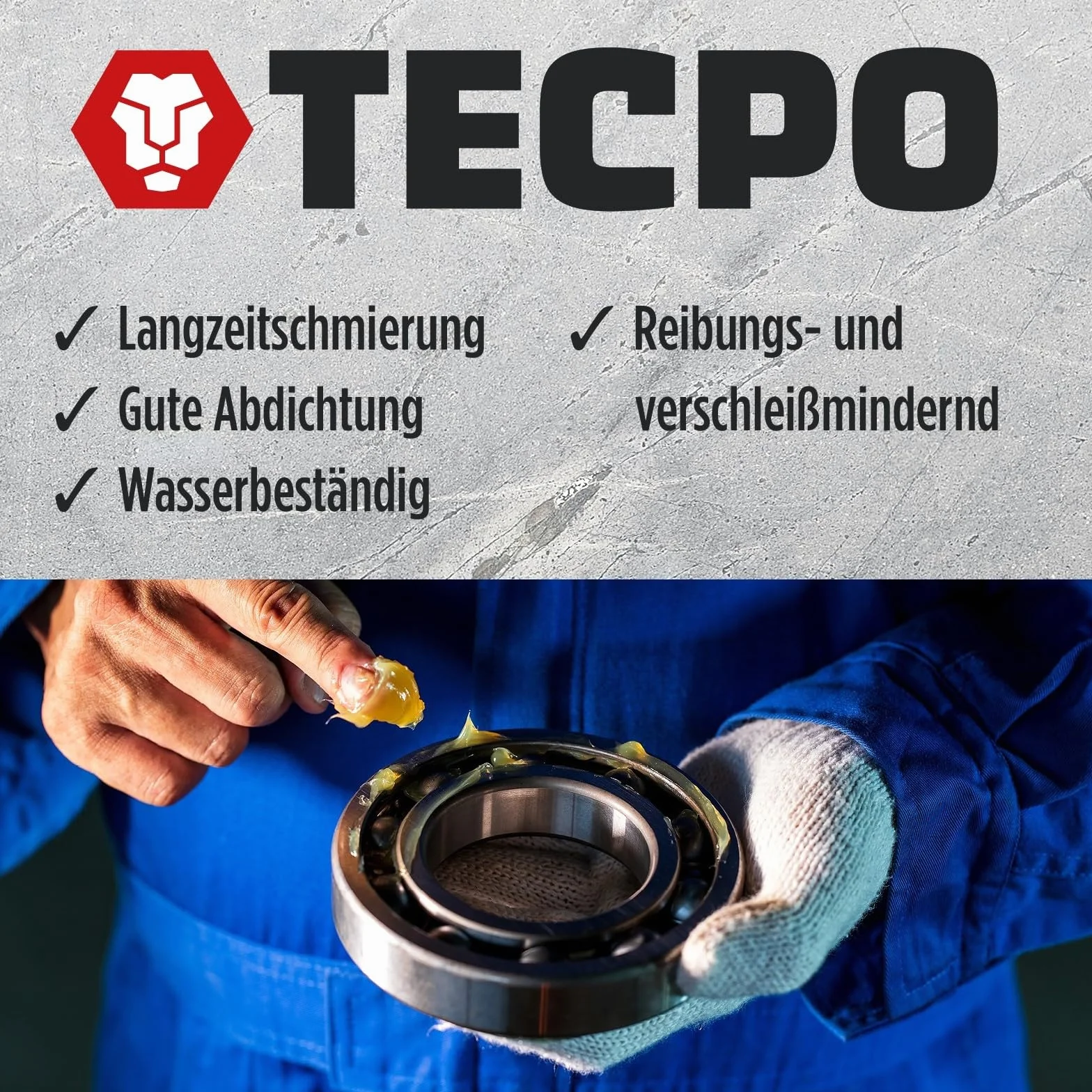 TECPO Universal Mehrzweckfett EP2 400g Kartusche Schmierfett, Lithiumfett, Universalfett, KFZ-Schmierung, wasserbeständig, KP2K-30 Lithium Fett (12x 400g)