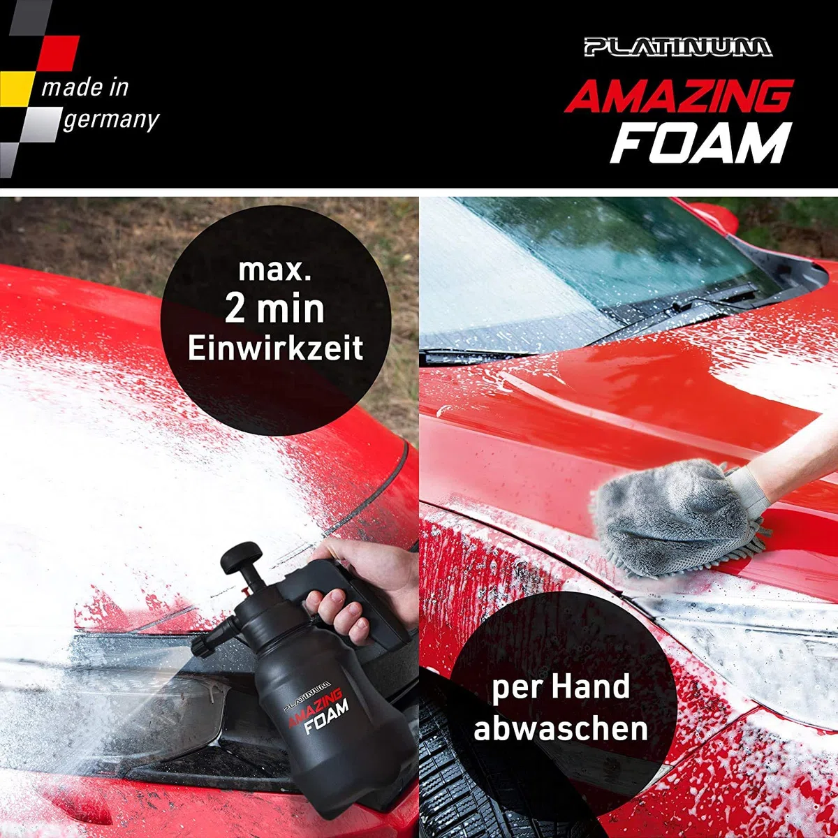 Mediashop Platinum Amazing Foam – Autoreiniger und Autopflege – entfernt hartnäckigen Schmutz & sorgt für Glanz - Cockpit Reiniger - für alle Oberflächen