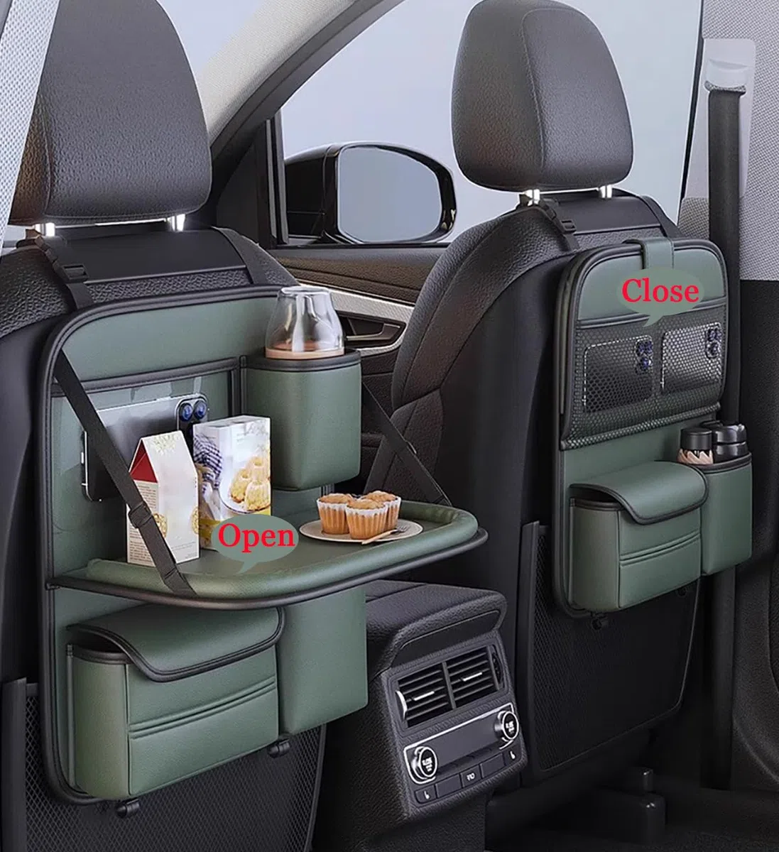 2 Stück Autositz Organizer für Ford Tourneo Connect/Tourneo Courier/Custom/Galaxy/S-Max, Rücksitz Organizer mit Tablet/Telefon Aufbewahrung, Multifunktional Auto Organizer Kinder mit Klapptisch