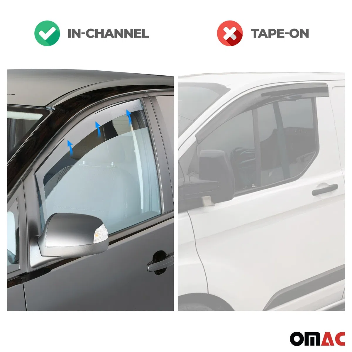 OMAC Windabweiser Regenabweiser kompatibel mit Hyundai Tucson 2022-2026 Dunkel Acryl 4tlg