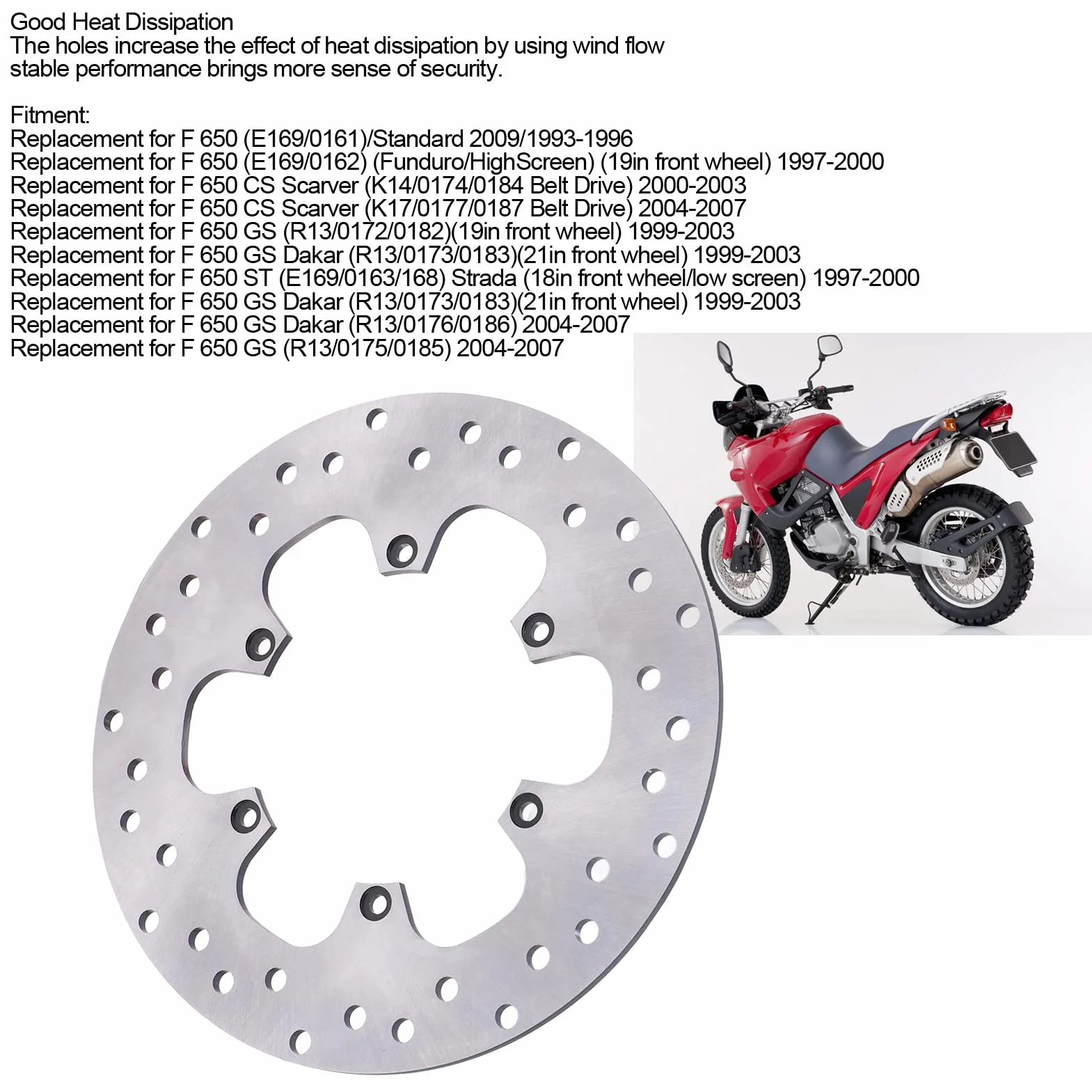 Bremsscheibe Hinten, Yosoo Bremsscheibe Hinten Motorradzubehör Ersatz für F650 F650GS DAKAR F650CS F650ST Strada G650GS
