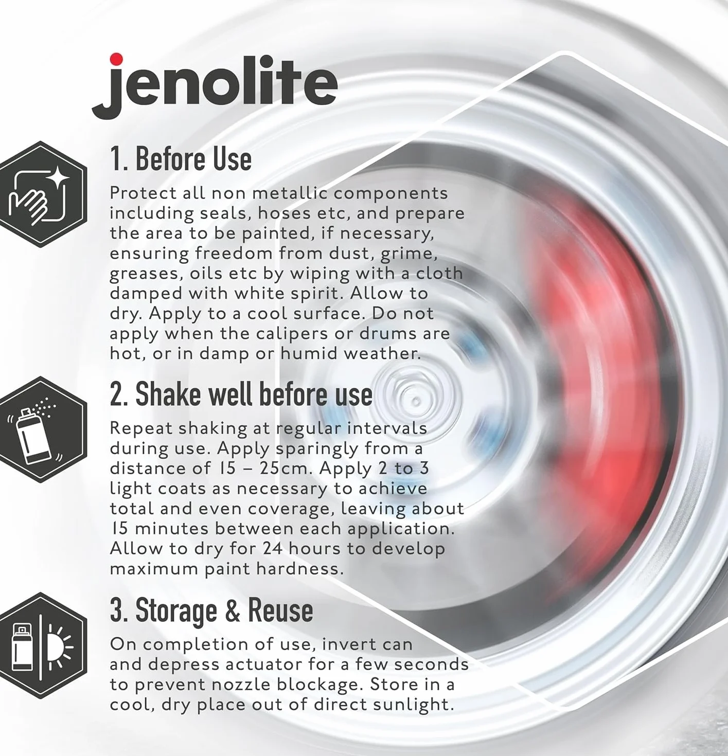 JENOLITE- Bremssattellack Schwarz. Bremssattelfarbe. Hitzefester Thermolack für Bremsklötze am Auto bis 300°C. Inhalt: 400ml