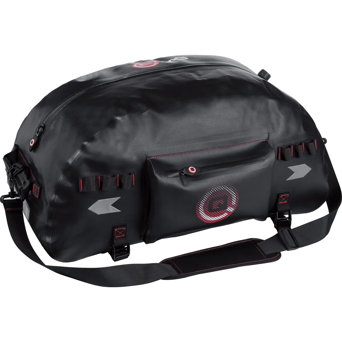 QBag Hecktasche Motorrad Motorradtasche Hecktaschenrolle wasserdicht 50 Liter Stauraum schwarz, Abnehmbarer Schultergurt, universelle Passform für Fast alle Motorräder, Roller, Quads
