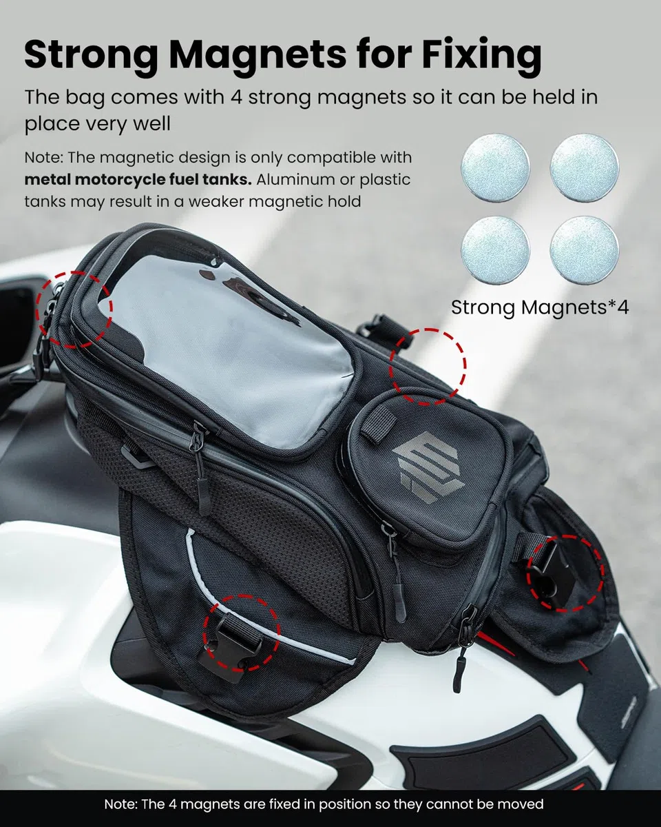 ILM Motorrad Tankrucksack-Oxford Sattel Schwarz Motorrad Tasche mit größerem Fenster