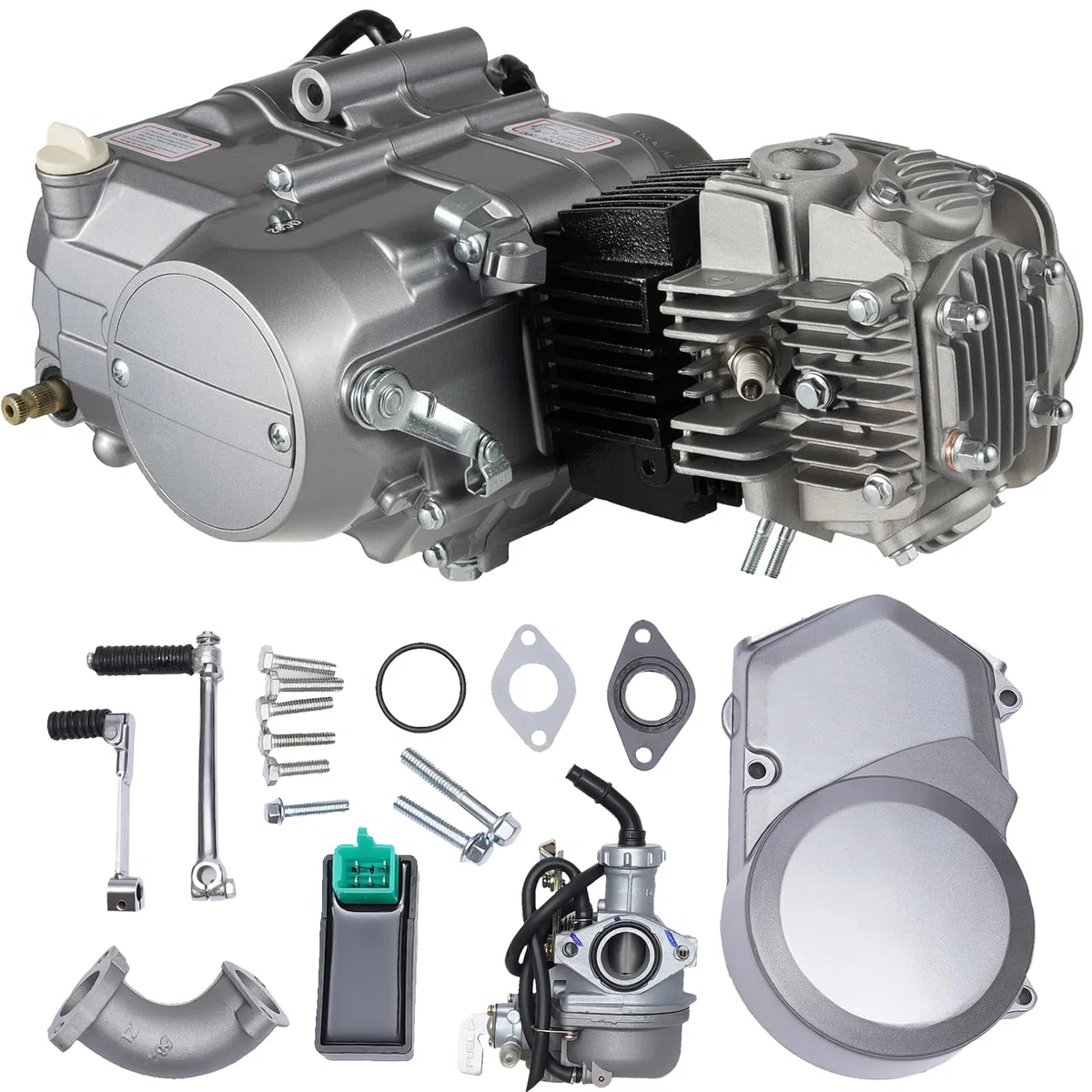 125ccm Motor 4 Takt Motor 4-Gang Handkupplung Motor Pitbike Motor CDI Einzylinder 125cc Motor Dirt Bike Engine Kickstarter 125ccm Motor 9.0:1 Verdichtungsverhältnis & PZ16J Vergaser