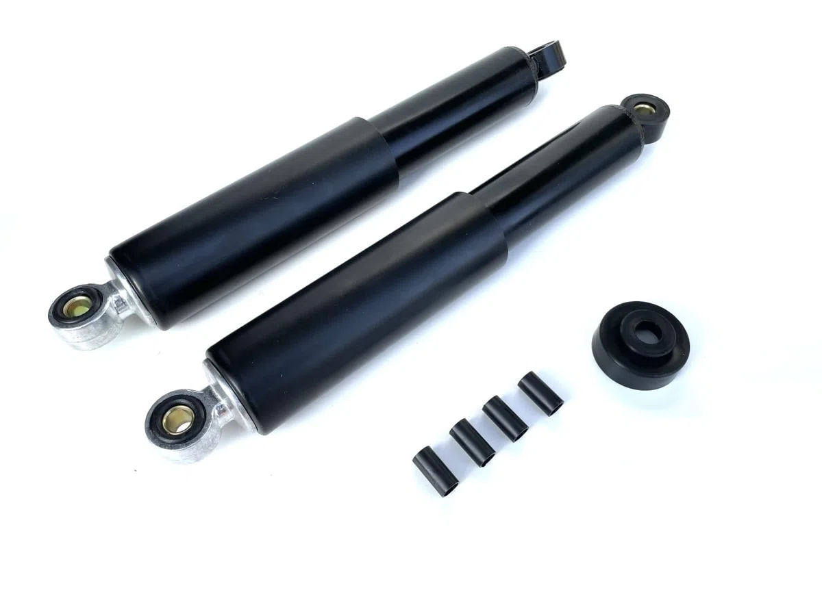 Stoßdämpfer Satz Schwarz 310mm passend für Simson KR51/1, KR51/2, KR51 SR4-2, Schwalbe, Star – Flexibel mit Reduzierhülsen 8/10mm