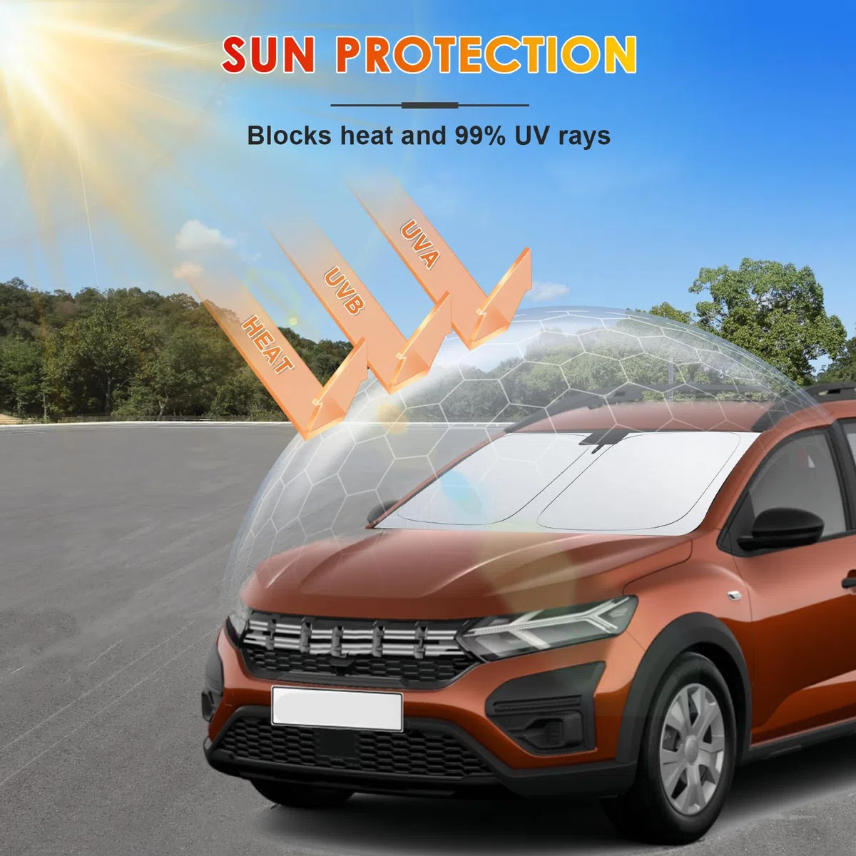 [Upgrade] BSTW Faltbarer Sonnenschutz für Dacia Jogger 2021-2025 2026 Frontscheiben Abdeckung mit UV-Schutz & Hitzeschutz Sonnenschirm Jogger Zubehör
