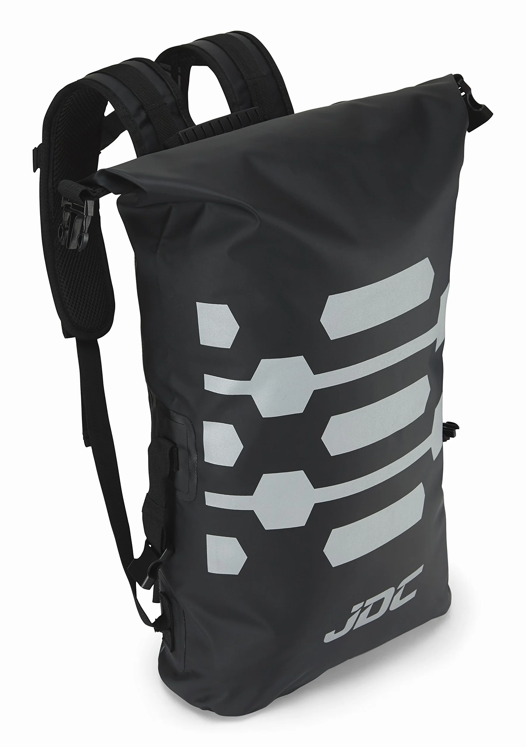 JDC Motorrad Rucksack 100% wasserdichte Reflektierend Tasche 30 L - Reflector - Schwarz