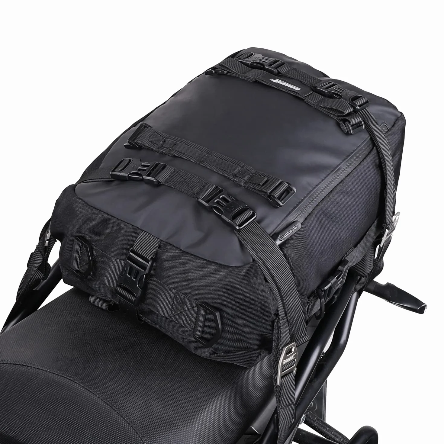Rhinowalk Motorrad Satteltasche – wasserdichte Gepäckträgertasche, Erweiterbare Heckträgertasche 20L, Modular Kombinierbar für Reisen und Touren – Schwarz
