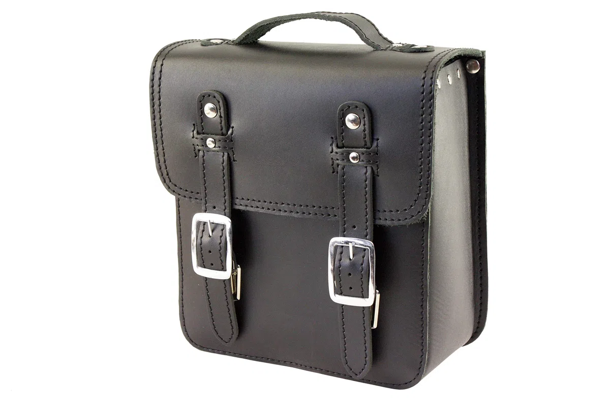 generisch made4bikers Set Leder Lenkertasche und Hecktasche mit Schnellverschluss in Schwarz Tasche für Simson Schwalbe Sperber Star Spatz KR50 KR51 SR4