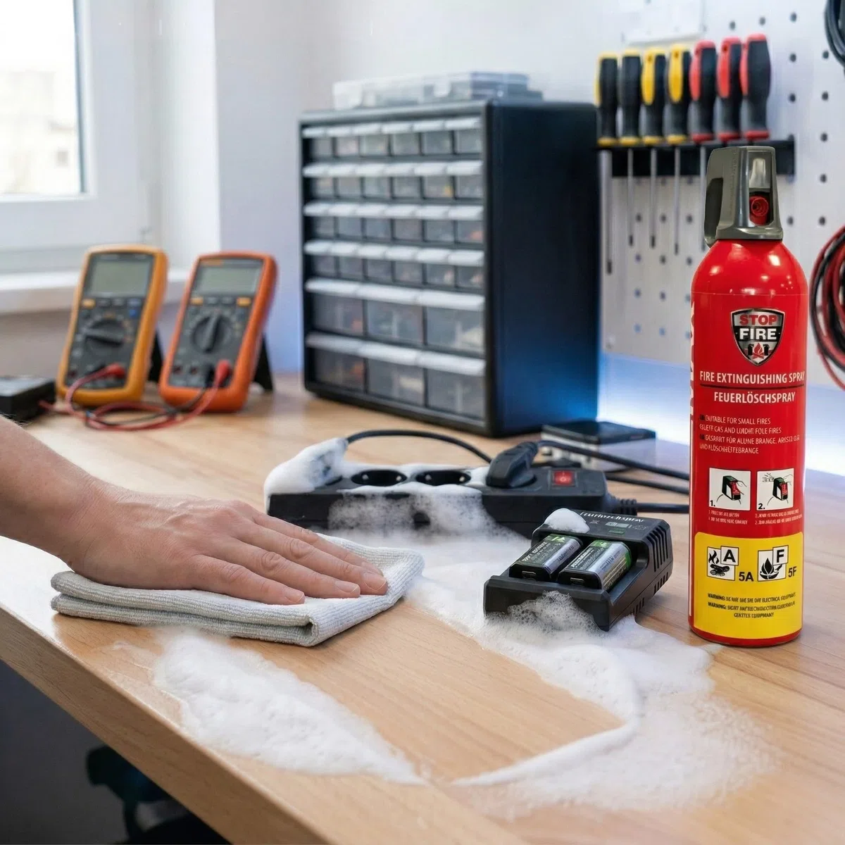 2X 750g Feuerlöschspray ohne Fluor | Hautfreundlicher Feuerlöscher Schaum für Brände A F & E bis 1000 V | Mini Feuerlöscher Auto - Feuerlöscher Haushalt, Auto Feuerlöscher Klein