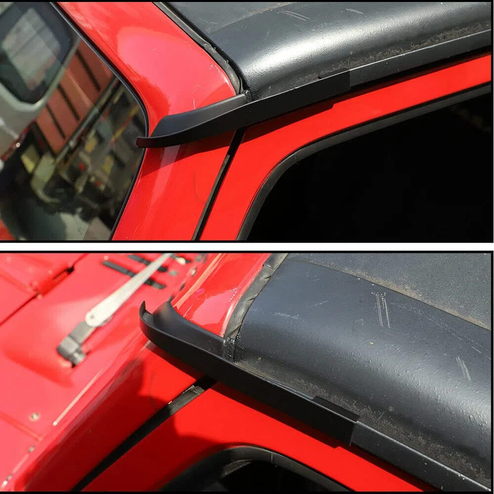 Hardtop Rain Diverter ABS Regenwasserrinnenverlängerung Regenabweiser für Jeep Wrangler JK JKU 2007-2017, Außenzubehör,Schwarz
