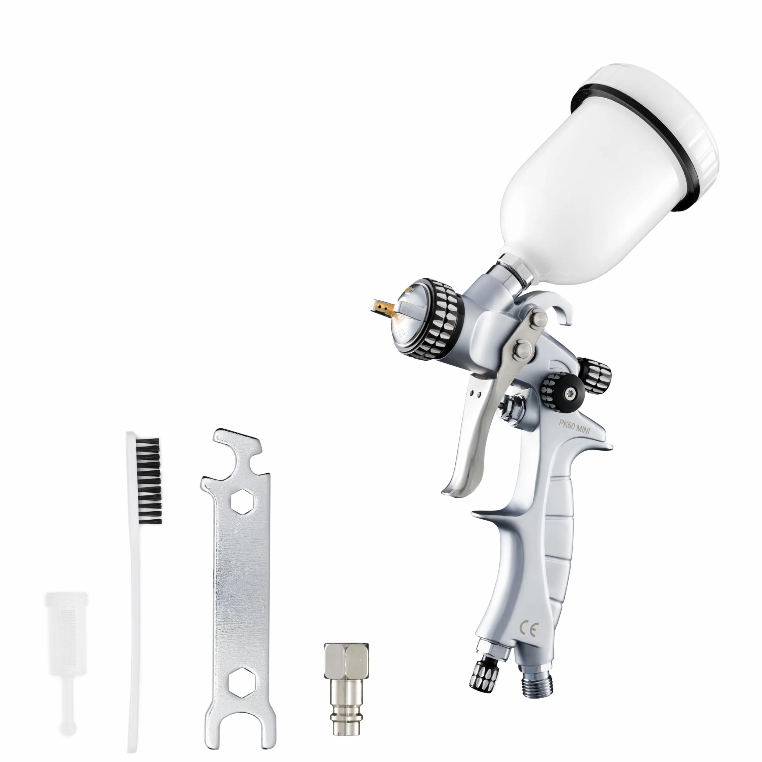 BenBow Lackierpistole PK60 HVLP MINI 1,2 mm Düse + 100 ml Fließbecher – ideal für Autolackierung, Heimwerker, DIY-Projekte – hochwertige Sprühqualität – Druckluft-Spritzpistole