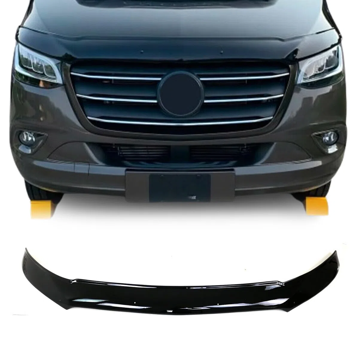 OMAC Motorhaube Deflektor Insektenschutz kompatibel mit Mercedes Sprinter 907 910 2018-24 Dunkel