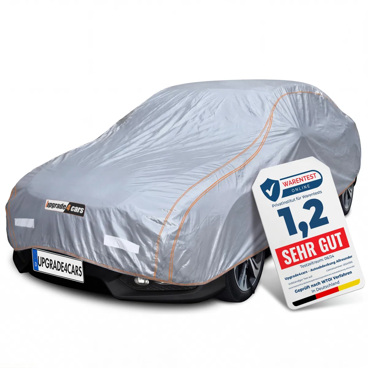 Upgrade4cars Autoabdeckung Outdoor Vollgarage Wasserdicht Version 2026 | Auto Abdeckplane Komplett für alle Jahreszeiten | Autoplane Universal Pkw - M (440x180x120 cm)