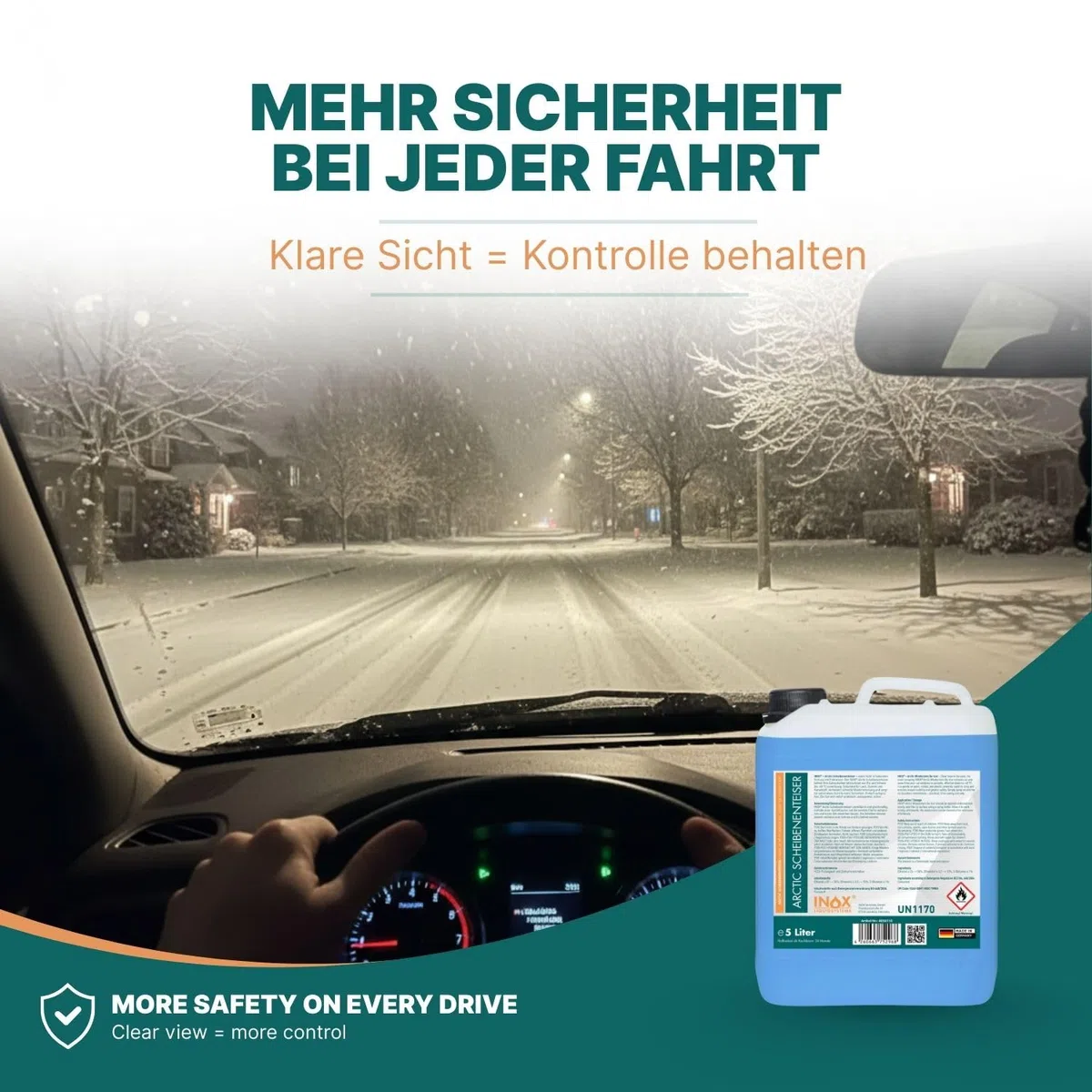 INOX® - Schnell wirkender Scheibenenteiser 5l + 1L Sprühflasche| Effektiver Scheibenenteiser Nachfüller | Scheiben Enteisen ohne Kratzen | Schlierenfreies Scheibenenteisen | Wirksam bis -40 Grad