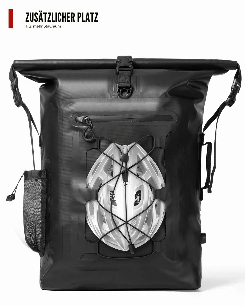 Grapelet Motorrad Rucksack，Wasserdicht Motorrad Rucksack 40L，Motorradrucksäcke für Herren，Rolltop Rucksack mit abnehmbaren Schultergurten PVC500D schwarz Dry Bag mit Seitentasche
