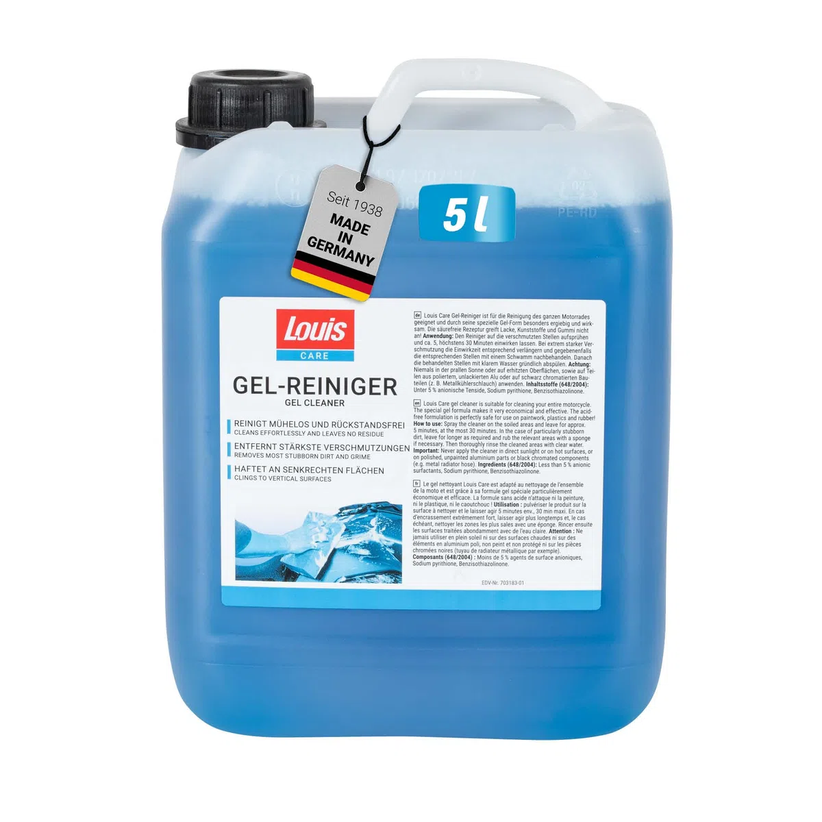 Louis Care Gel-Reiniger 5 L – Motorradreiniger in Gel-Form für die komplette Motorradpflege, entfernt starke Verschmutzungen rückstandsfrei und haftet auch an senkrechten Oberflächen