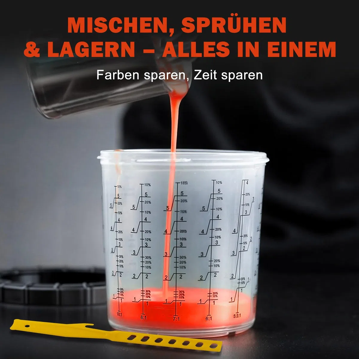 Einweg Farbspritzpistolenbecher 20 Unzen (600 ml) Set 50 Becher Deckel HVLP LVLP Farbsystem