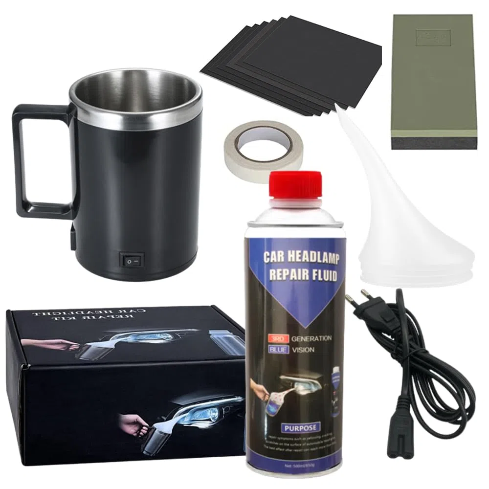 Scheinwerfer Bedampfen Set, Aceton Verdampfer Scheinwerfer Aufbereitung Set, 500ml ReparaturflüSsigkeit Scheinwerfer Reparatur Politur Set FüR BekäMpft Vergilbungen, Kratzer, UnschäRfen