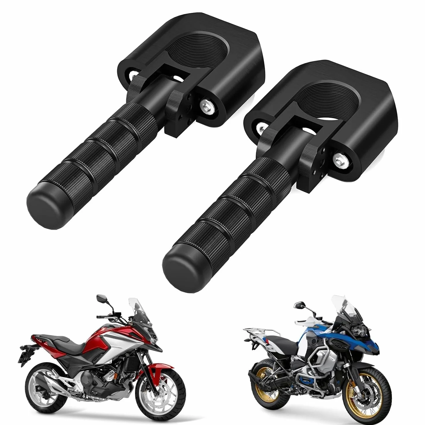 Motorrad Fußrasten Hinten, Highway Fußrasten Adventure 22mm-32mm Sturzbügel Klappbar CNC Universal für R1250GS F850GS R1200GS Africa Twin CB500X Tenere 700 V-Strom 390-1290 Adventure ADV