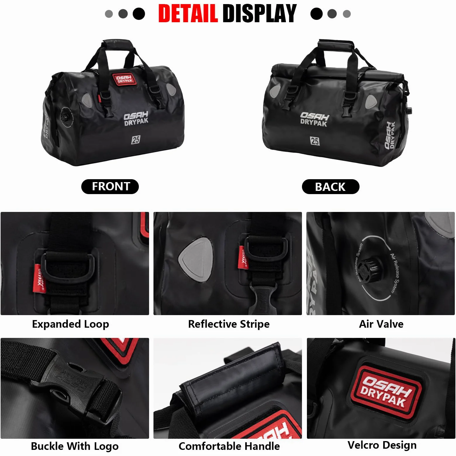 Motorrad wasserdichte Trockentasche 60L Rolltop-Hecktasche Camping Kajak Angeln Reisen Offroad Schlammbraun