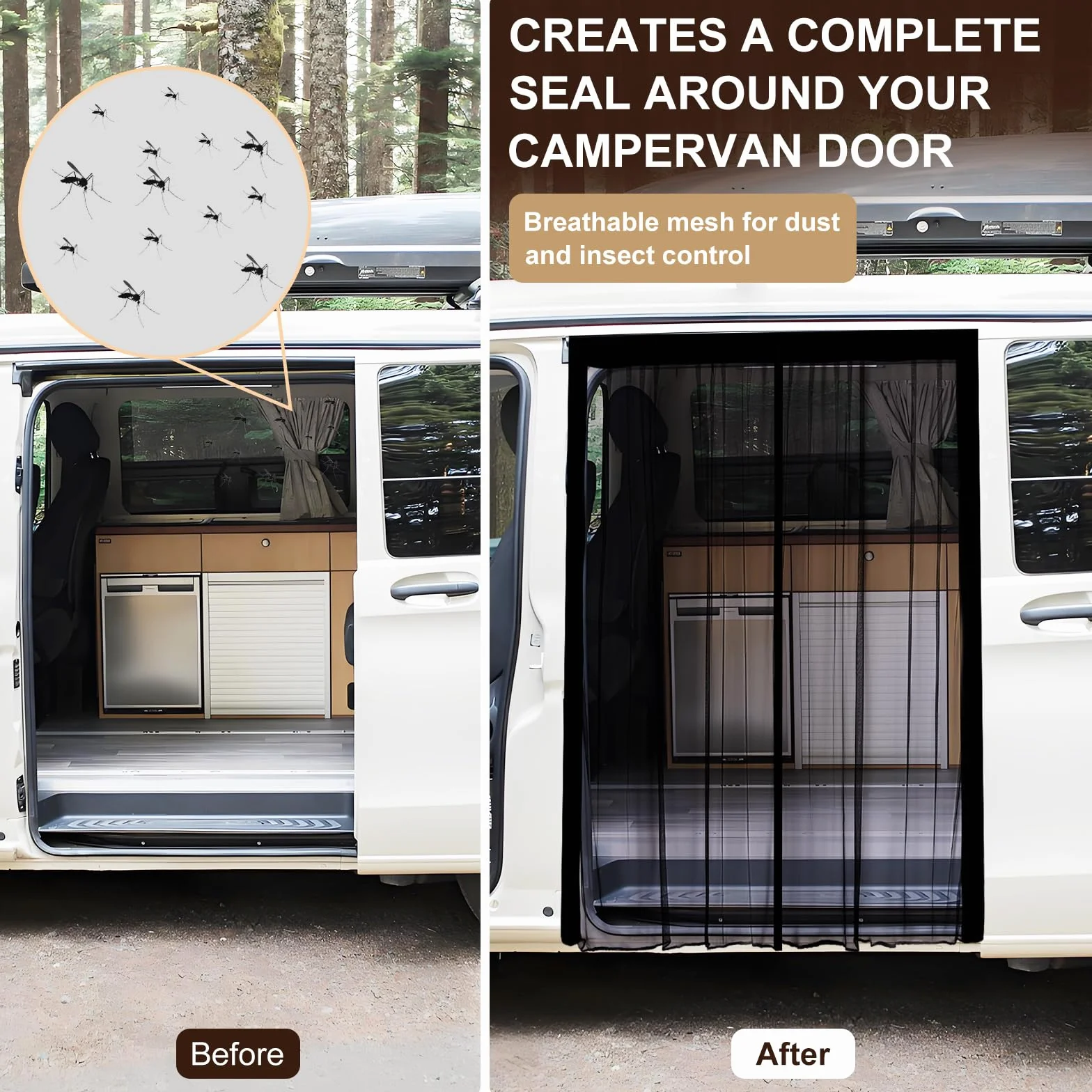 XCBYT Fliegengitter Auto für Multivan Schiebetür/Heckklappe | 150 * 110 cm | Universa Insektenschutz Wohnmobil Camper - Magnetisch Moskitonetz Auto für Camping
