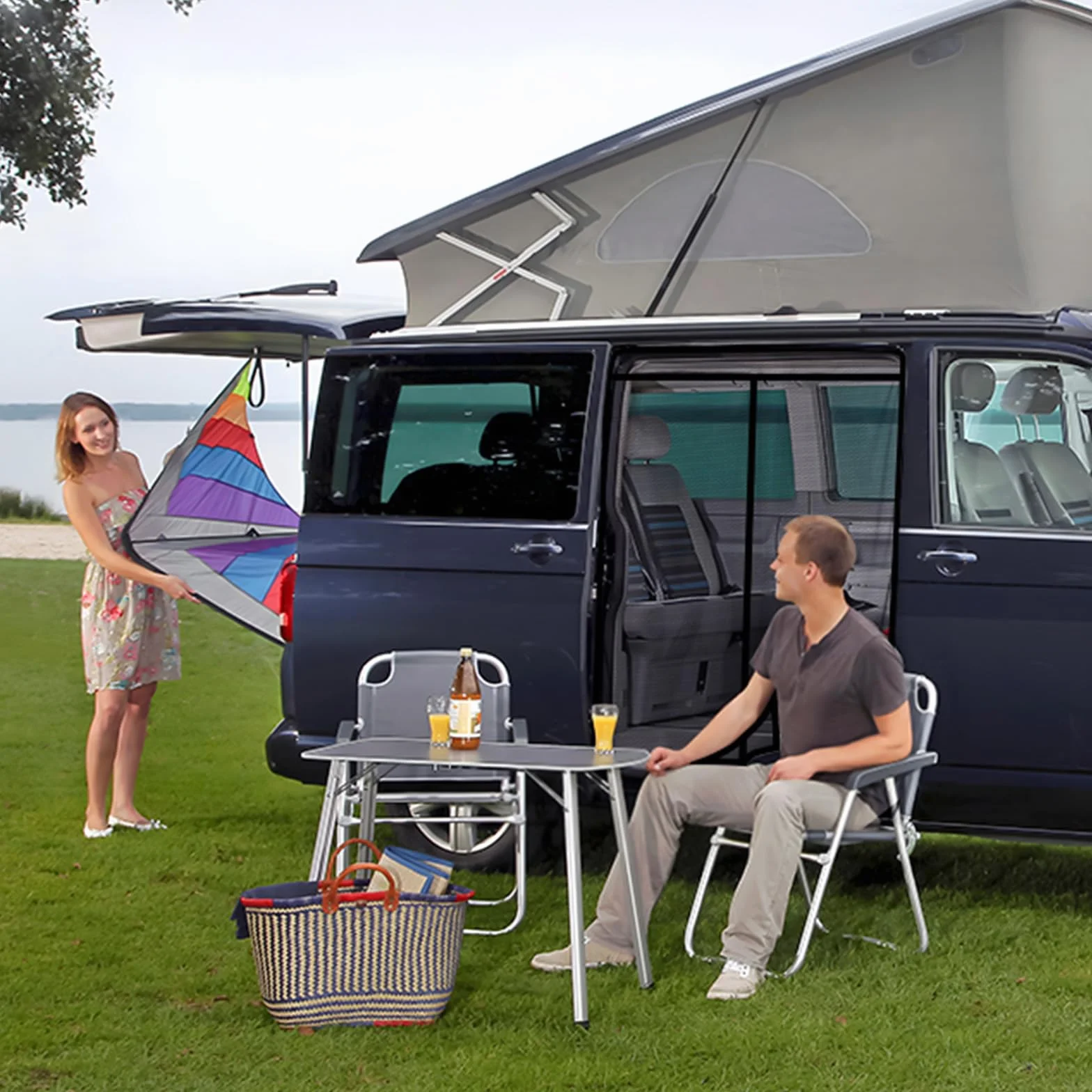 ZATOOTO Moskitonetz reißverschluss für VW T5 T6 Magnetisch Fliegengitter Insektenschutz Sonnenschutz Trennvorhang Seitentür Schattennetz Camping Reise (Side)