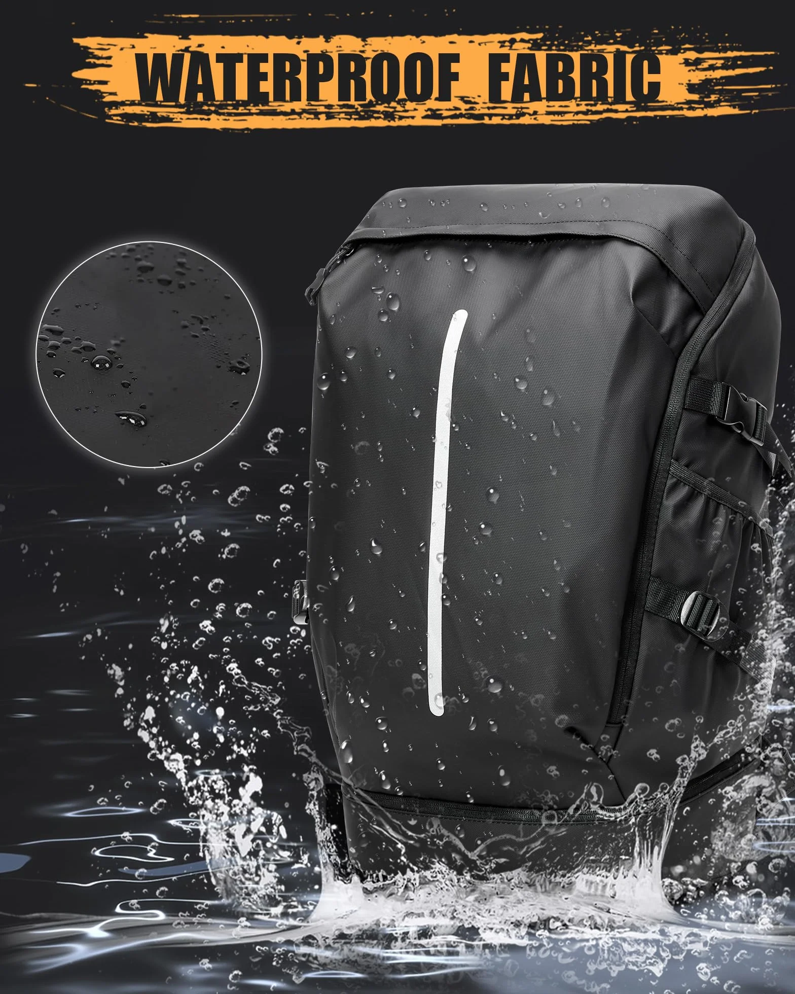 Motorradrucksäcke Wasserdicht Helmrucksack für Herren Damen Groß Motorrad Rucksäcke Reise Rucksäcke mit Schuhfach Leicht Herren Motorradrucksack Motorcycle Backpack Schwarz
