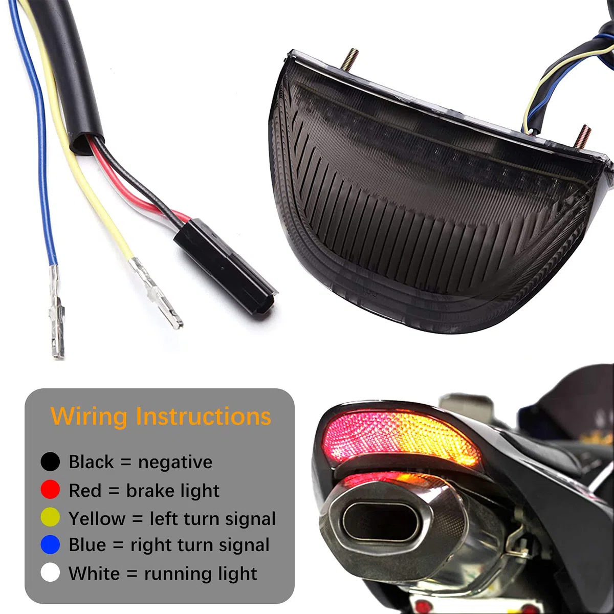 JMTBNO Motorrad LED Rücklicht Led Bremslicht Blinker Lauflicht Schwarz Geräuchert Rücklichter Wasserdicht 12V Kompatibel mit Hon-da CBR600RR CBR 600 RR 2003-2006 CBR1000RR CBR 1000 RR 2004-2007
