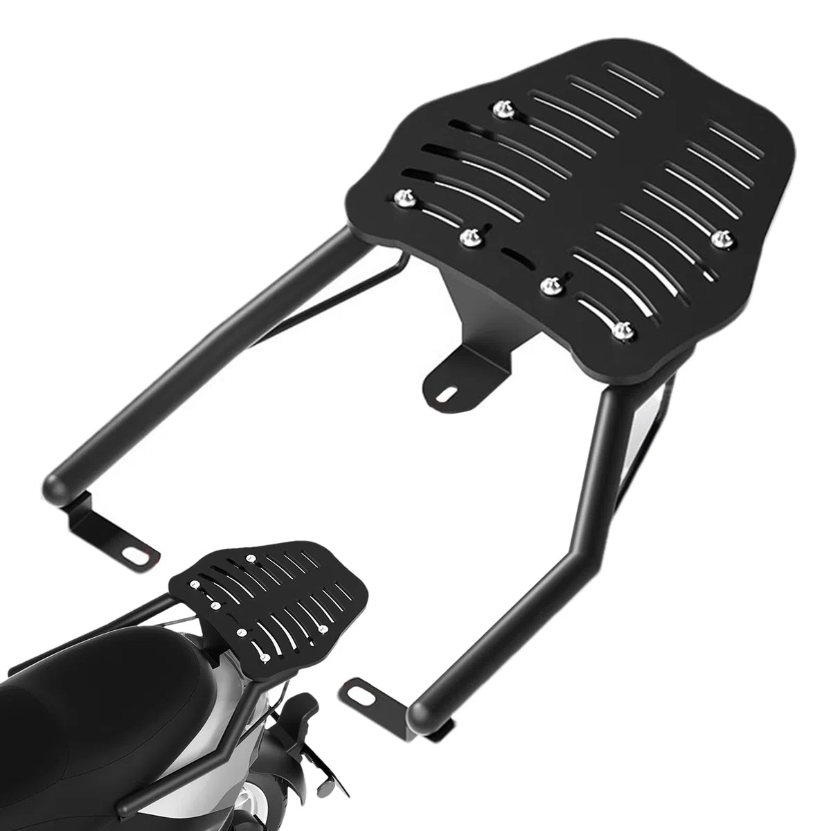 Motorradgepäckträger - Mehrzweck-verstellbarer Kofferraumträger, schwarzer Motorradgepäckhalter | Träger zum Transportieren von Kleidung, Werkzeug, Ausrüstung und Taschen beim Fahren, Touren, Pendeln