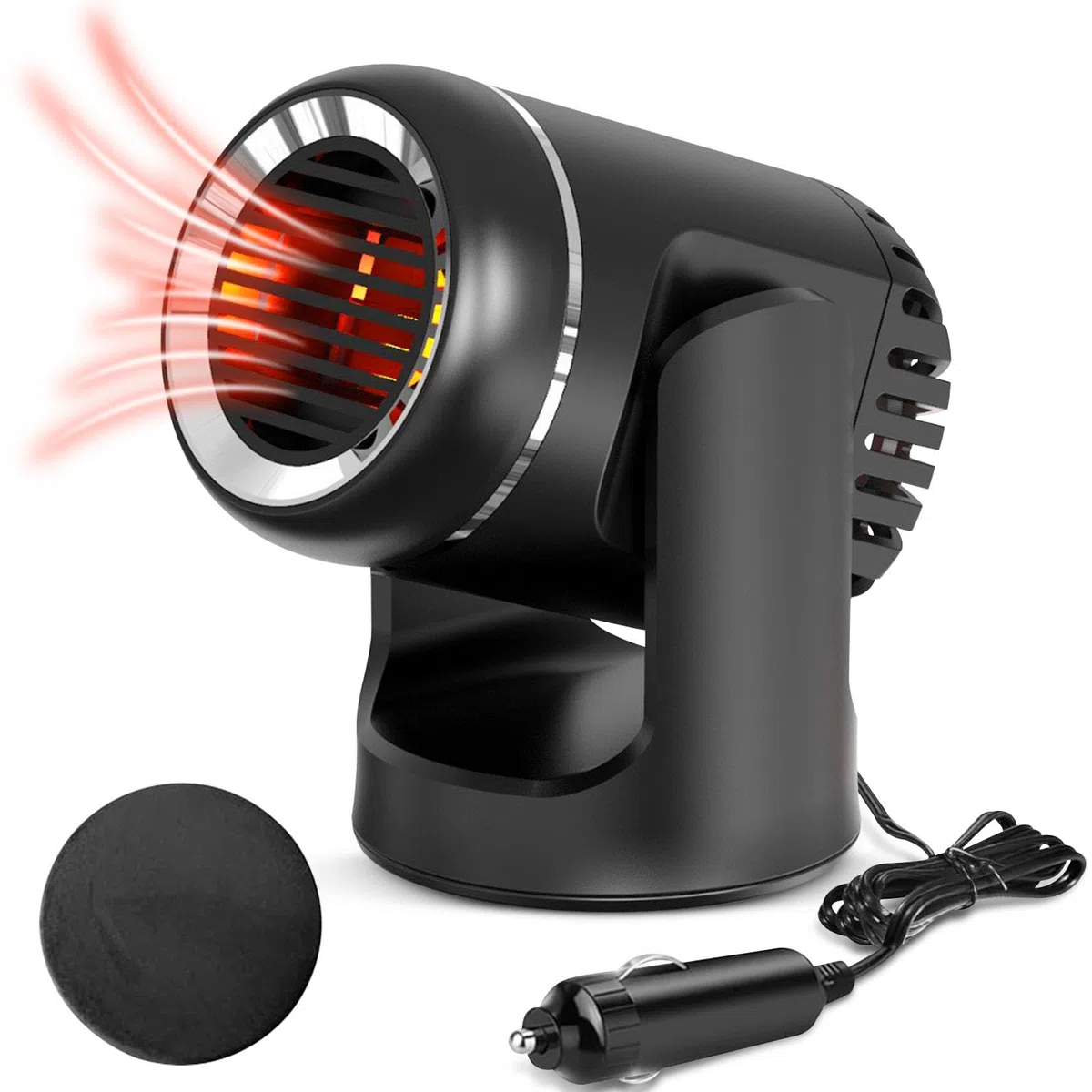 Funmo 120W Auto Lüfter Heizung, 12V Heizlüfter,2 in 1 Tragbar Auto Heizung, Demister mit Gleitschutzmatte, Defroster Tragbare für Auto, Schnelle Erwärmung